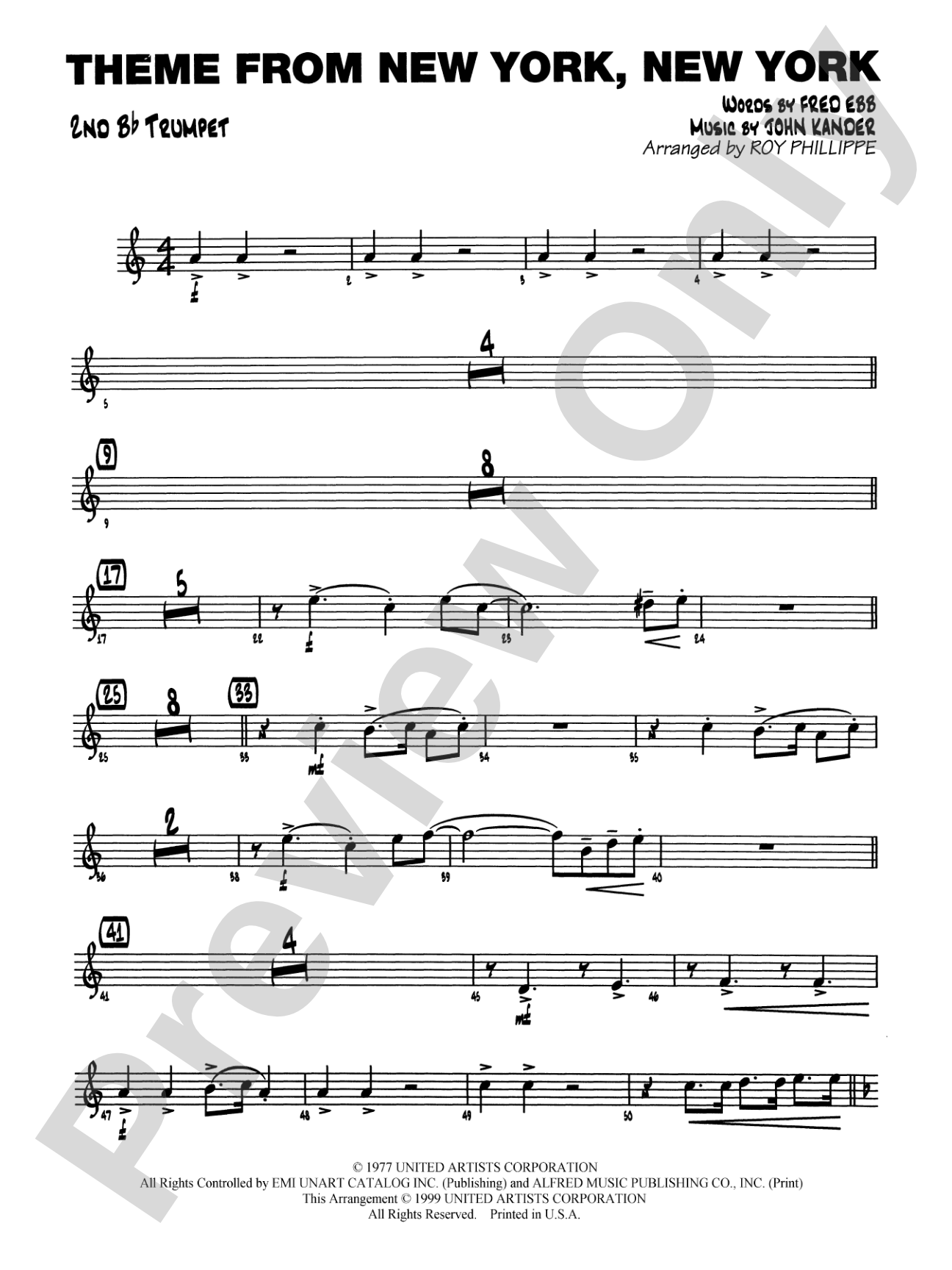 New York, New York, Theme from: 2nd B-flat Trumpet