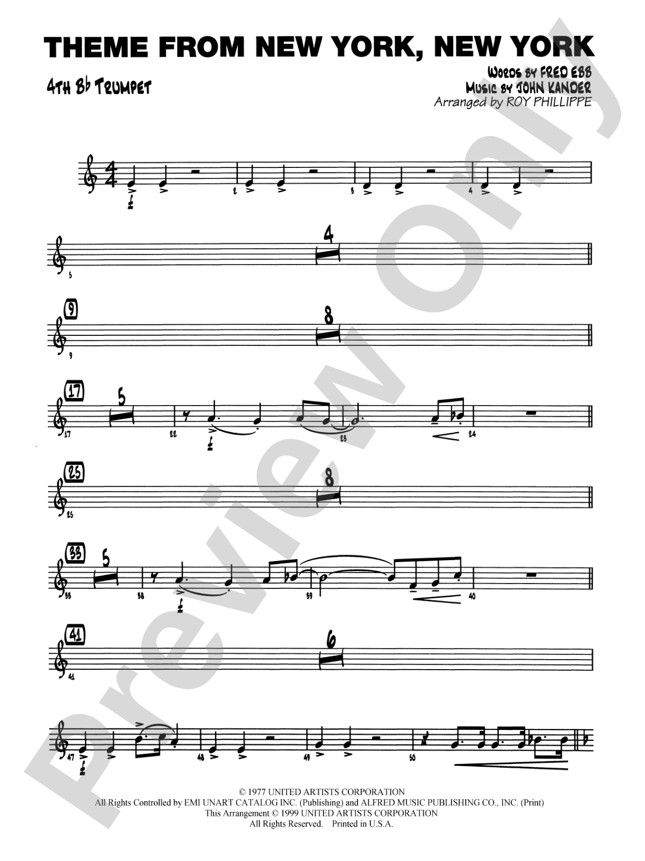 New York, New York, Theme from: 4th B-flat Trumpet