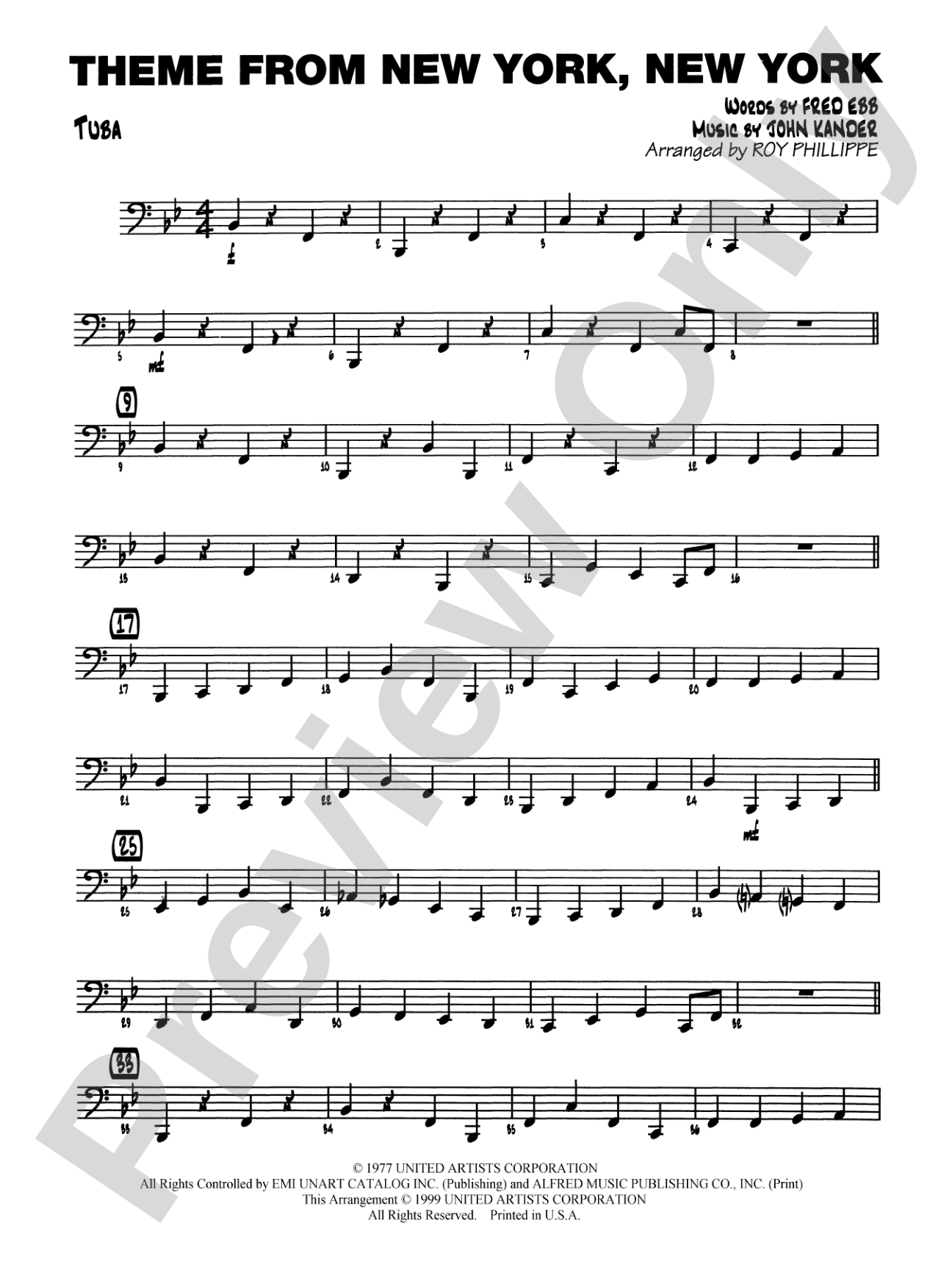 New York, New York, Theme from: Tuba