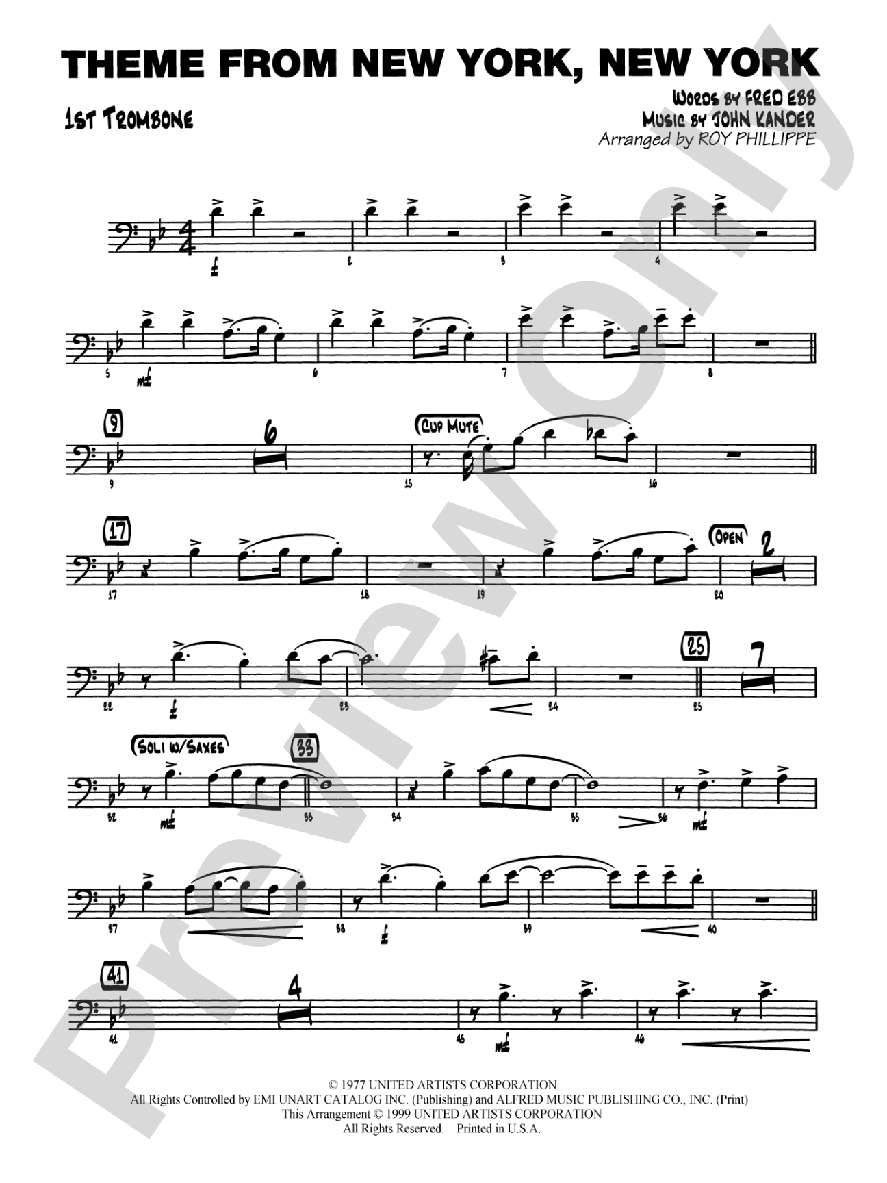 New York, New York, Theme from: 1st Trombone
