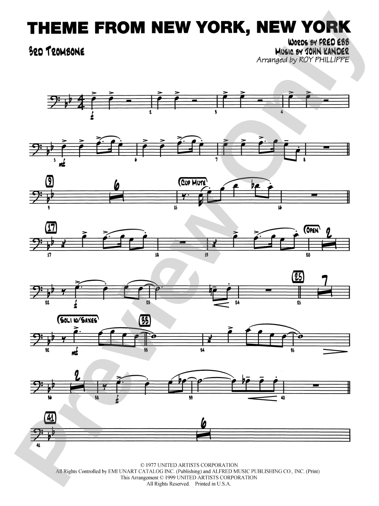 New York, New York, Theme from: 3rd Trombone