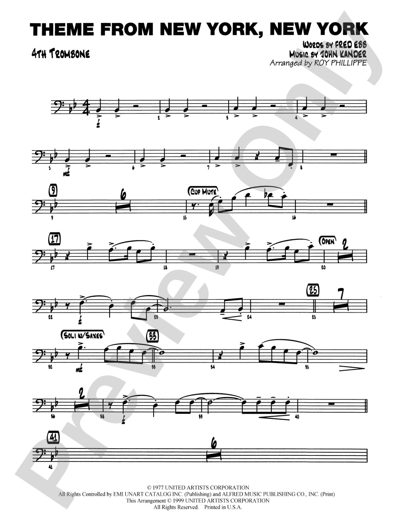 New York, New York, Theme from: 4th Trombone