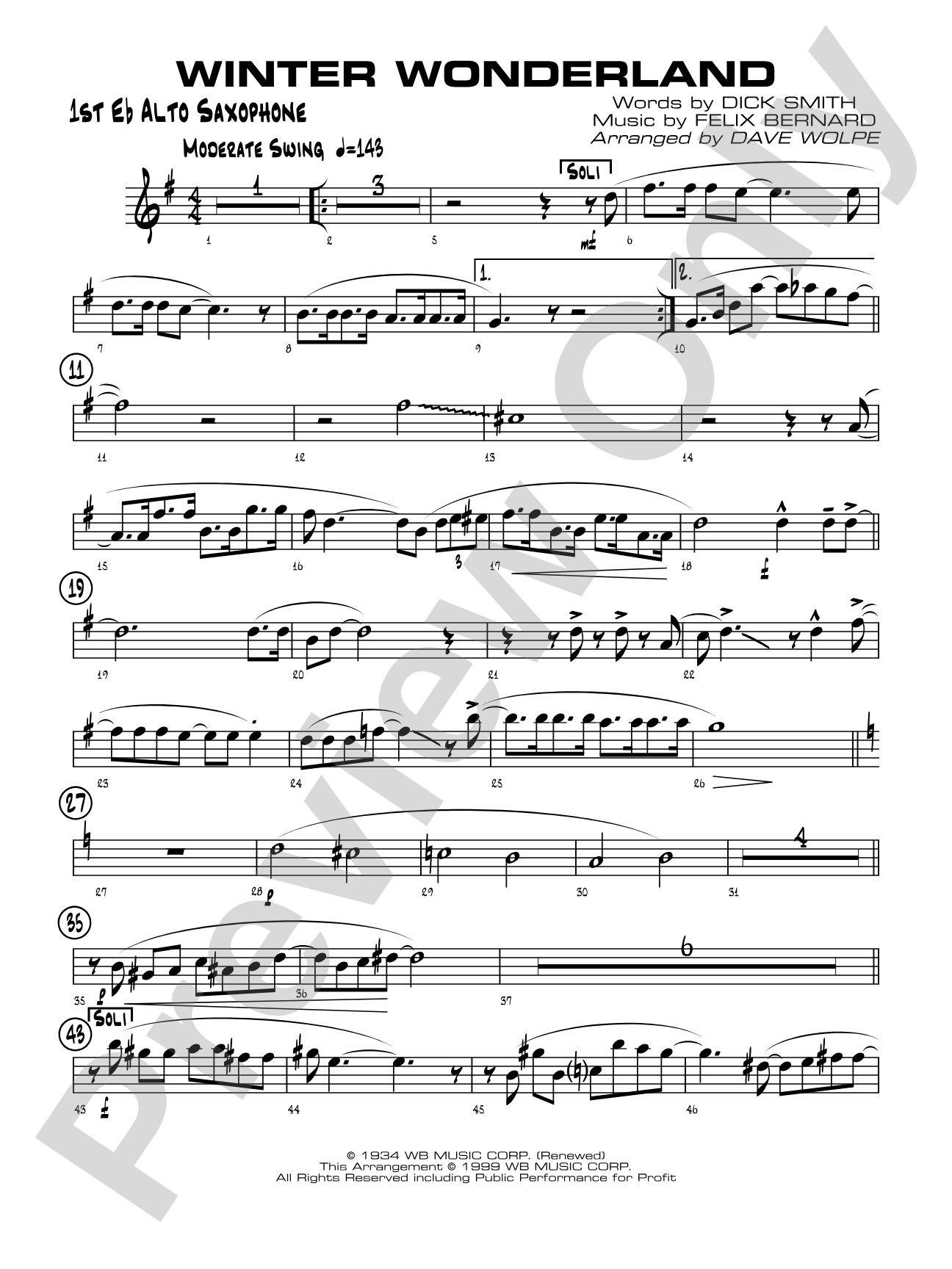 Winter Wonderland: E-flat Alto Saxophone