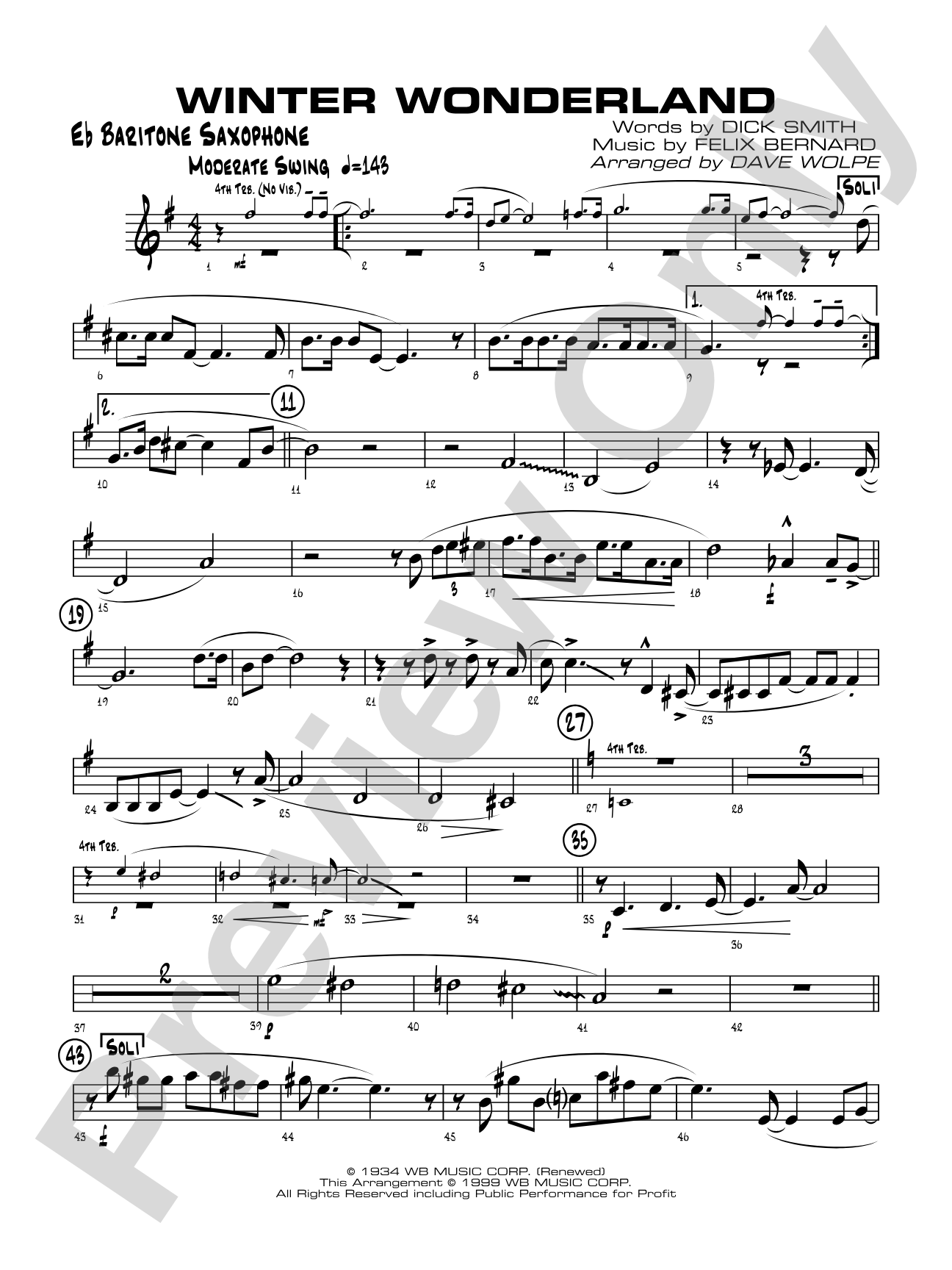 Winter Wonderland: E-flat Baritone Saxophone