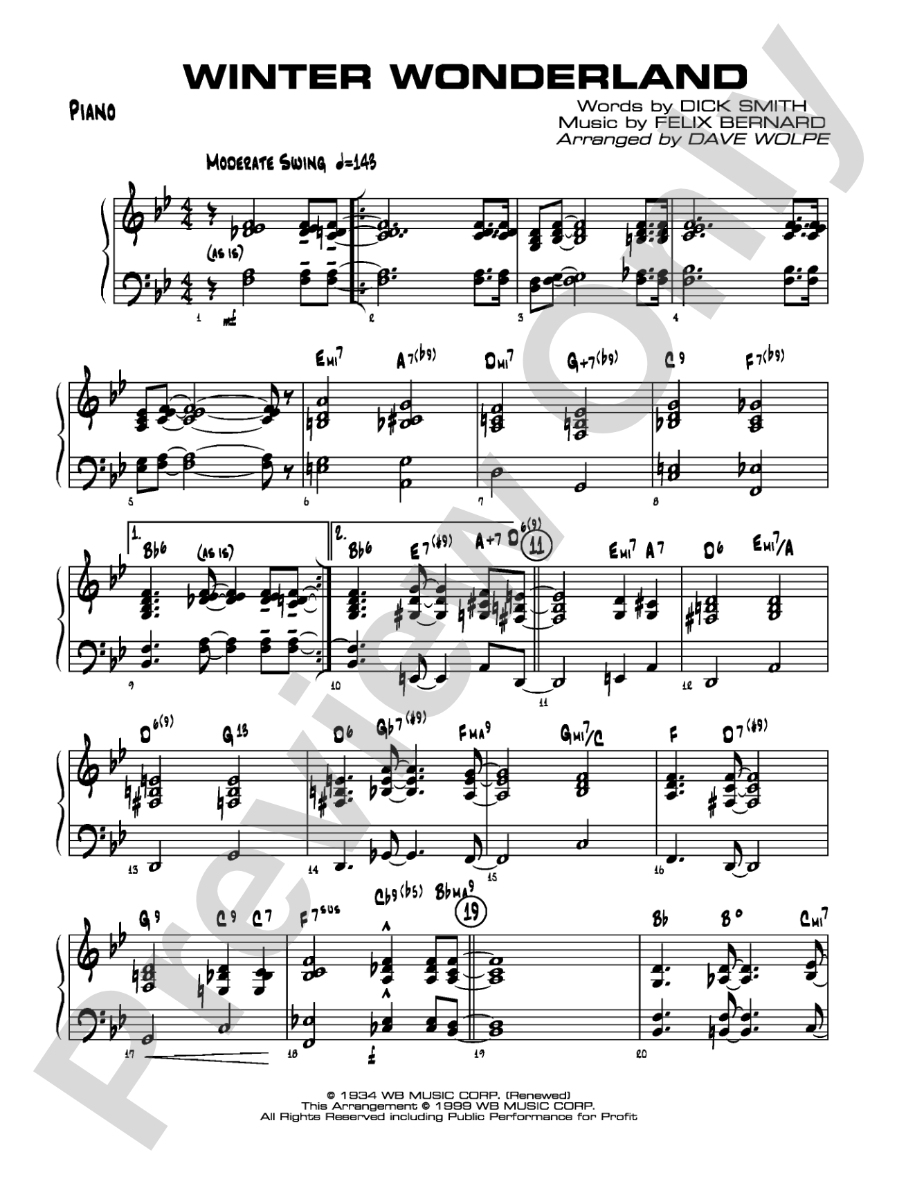 Winter Wonderland: Piano Accompaniment
