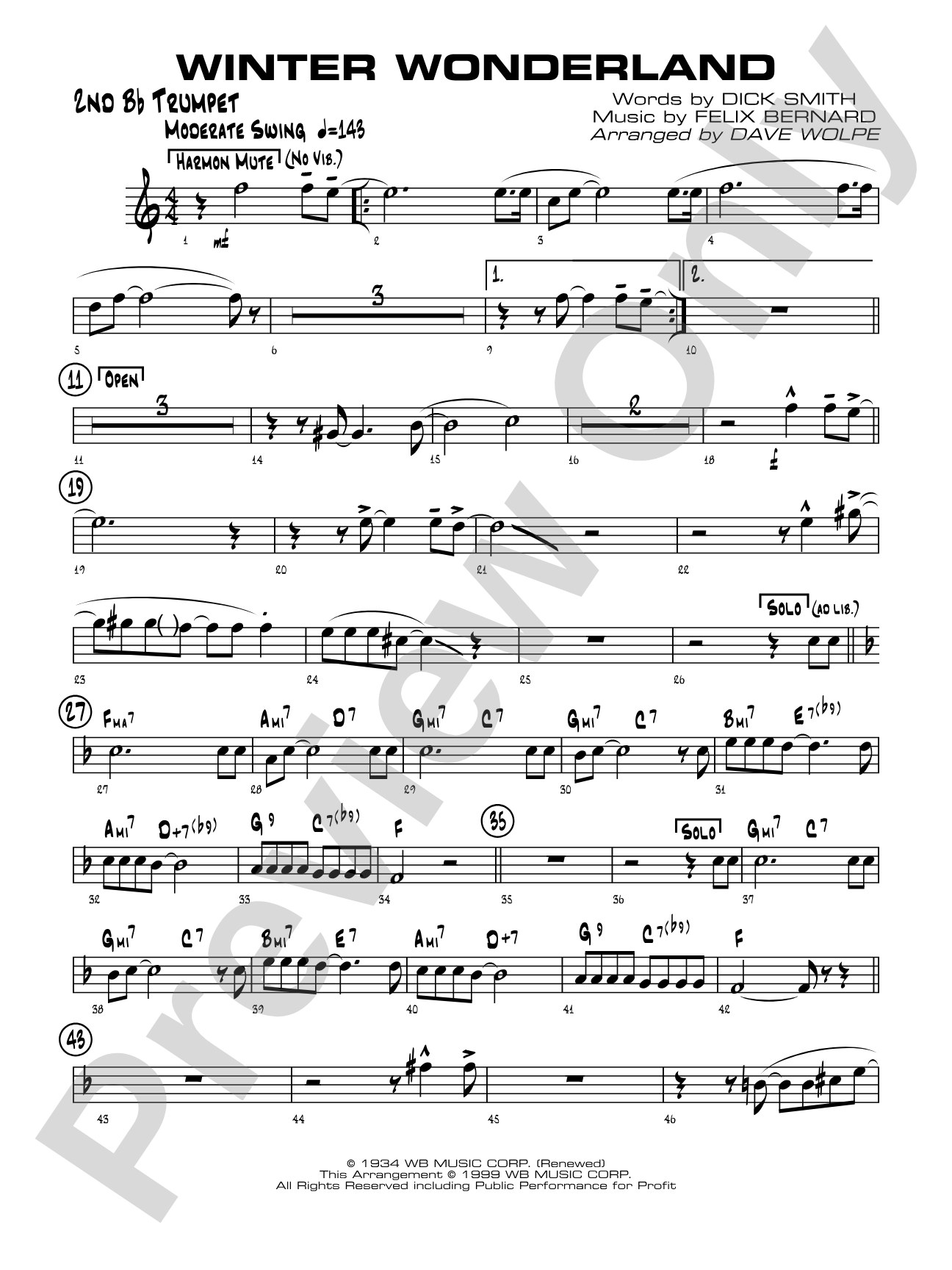 Winter Wonderland: 2nd B-flat Trumpet