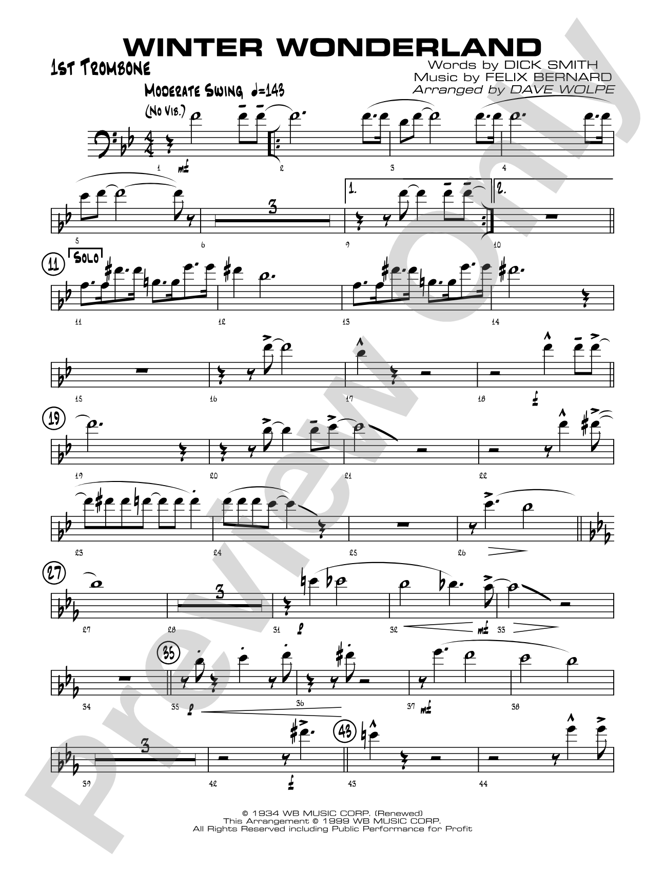 Winter Wonderland: 1st Trombone