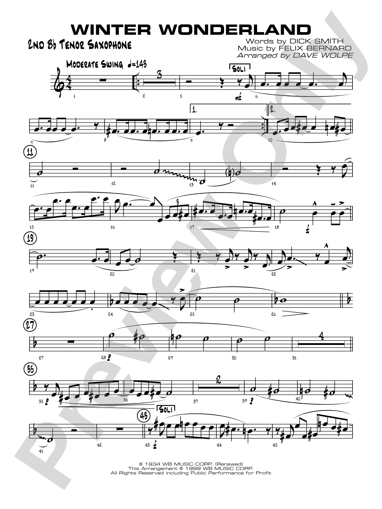 Winter Wonderland: 2nd B-flat Tenor Saxophone