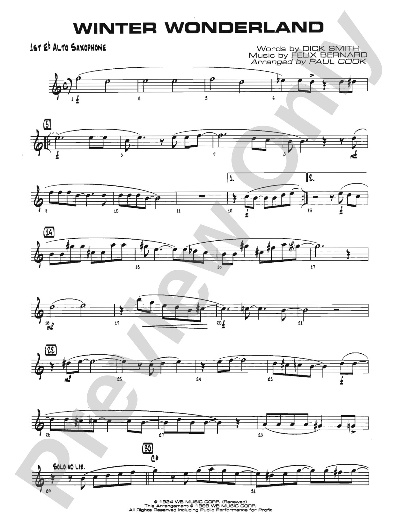 Winter Wonderland: E-flat Alto Saxophone