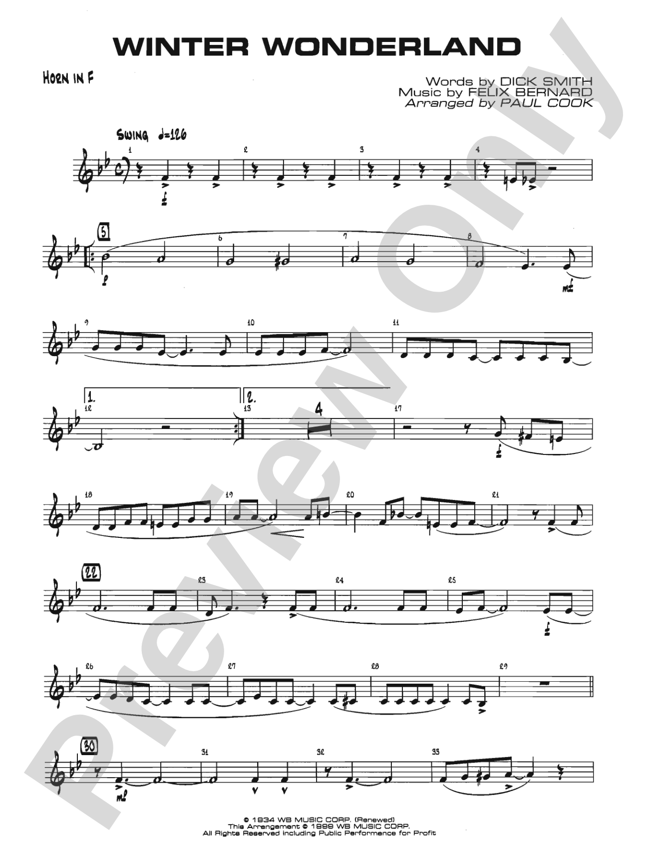 Winter Wonderland: 1st F Horn