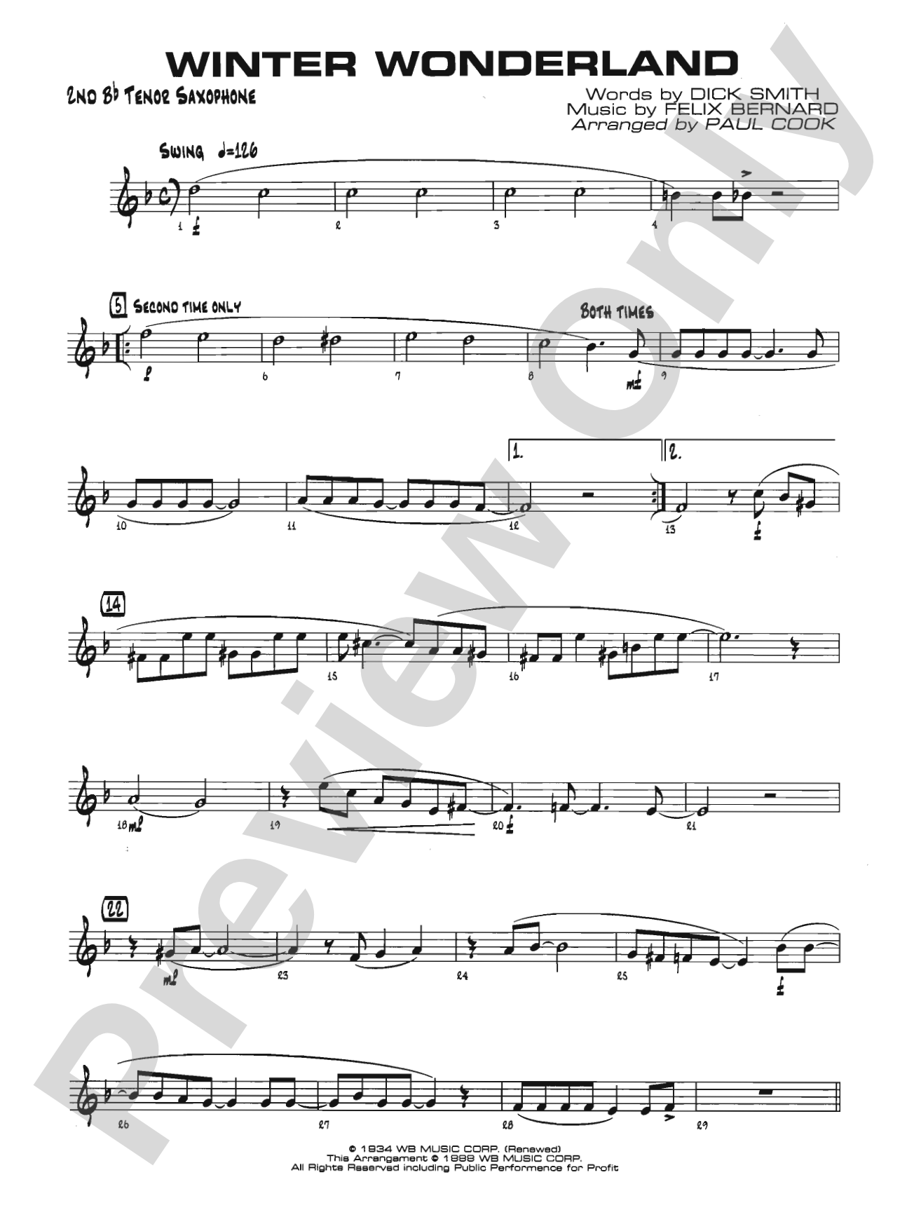 Winter Wonderland: 2nd B-flat Tenor Saxophone
