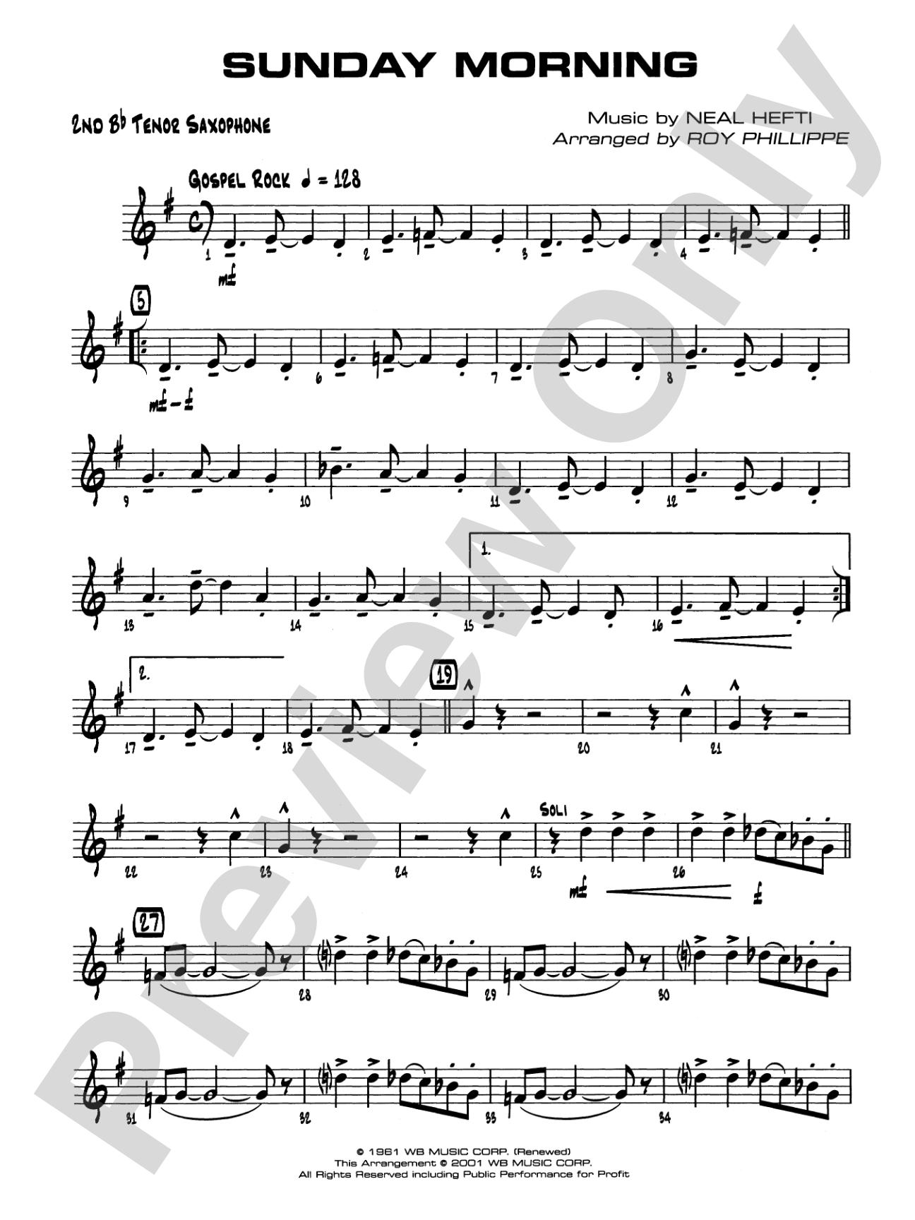 Sunday Morning: 2nd B-flat Tenor Saxophone