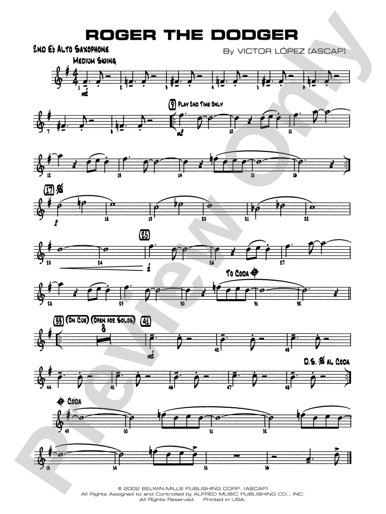 Roger the Dodger: 2nd E-flat Alto Saxophone