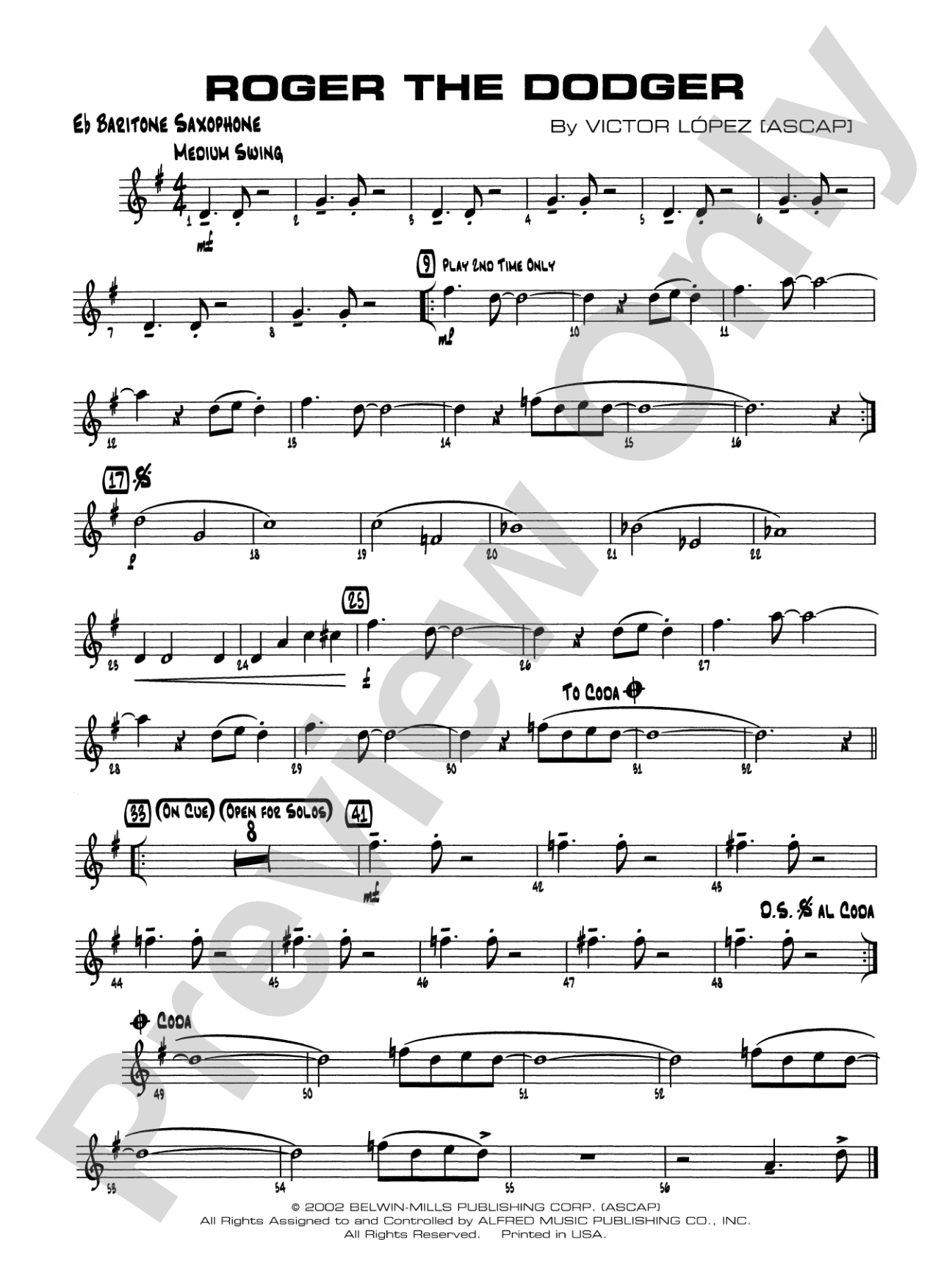 Roger the Dodger: E-flat Baritone Saxophone