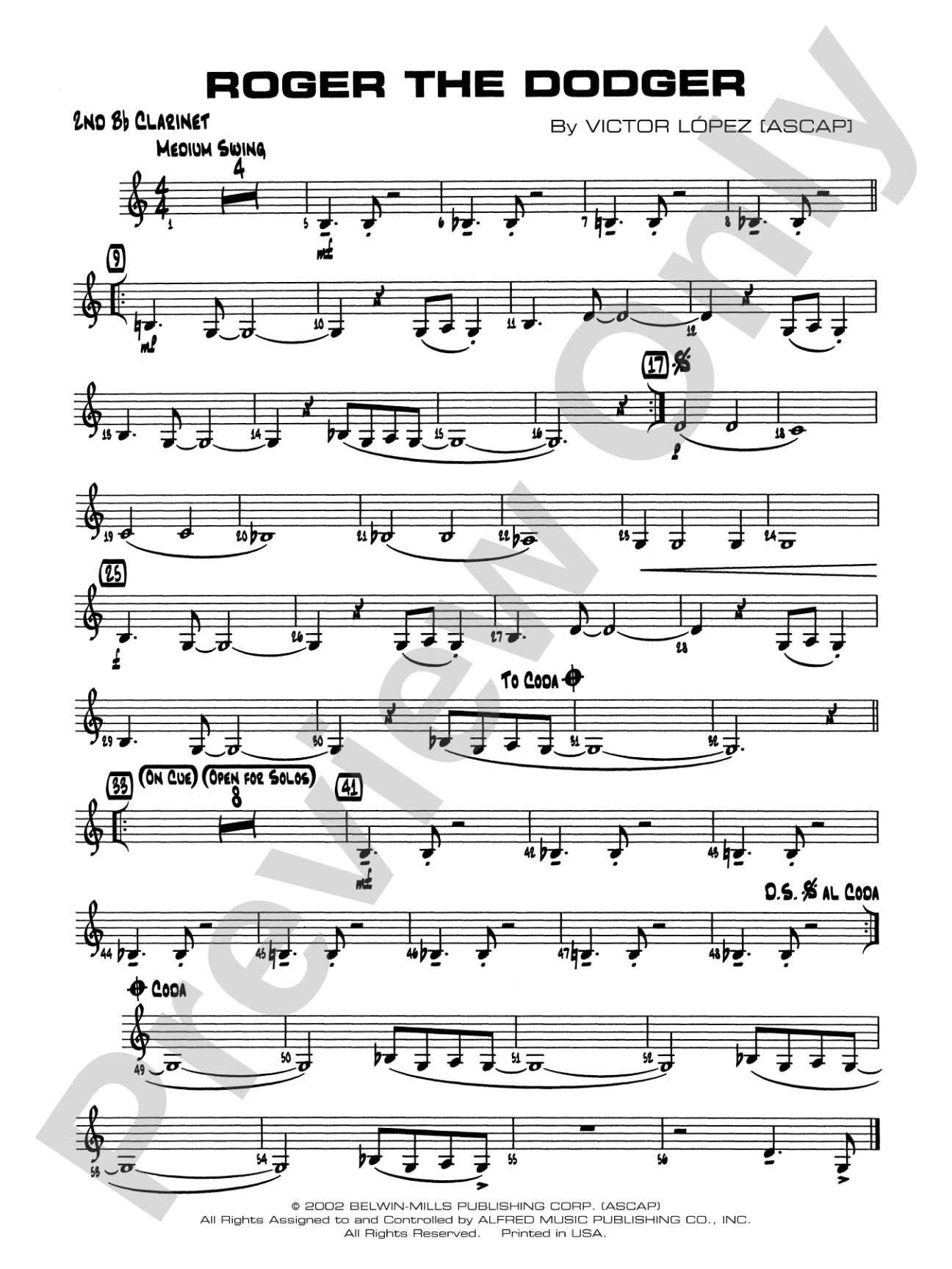 Roger the Dodger: 2nd B-flat Clarinet