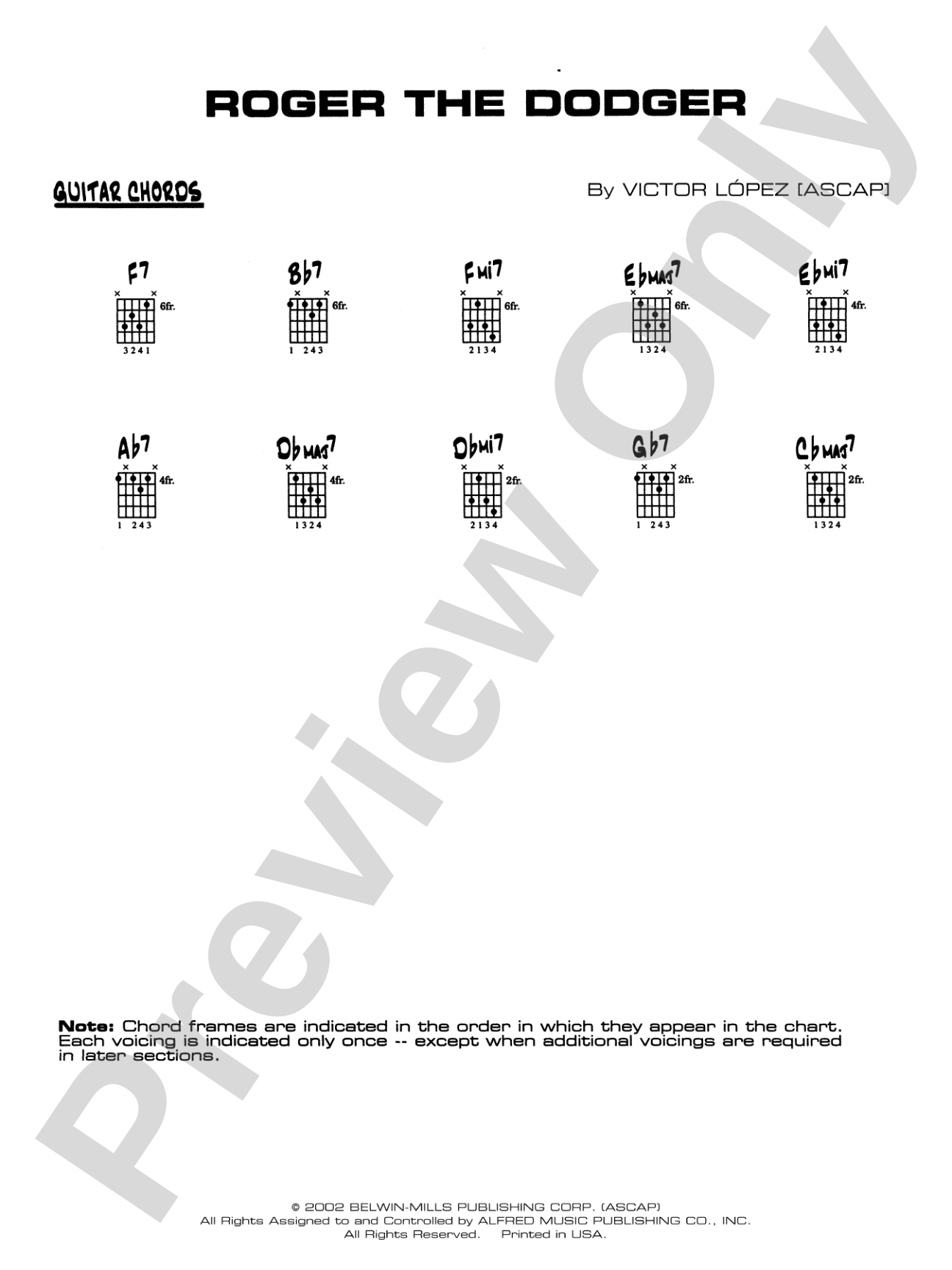 Roger the Dodger: Guitar Chords