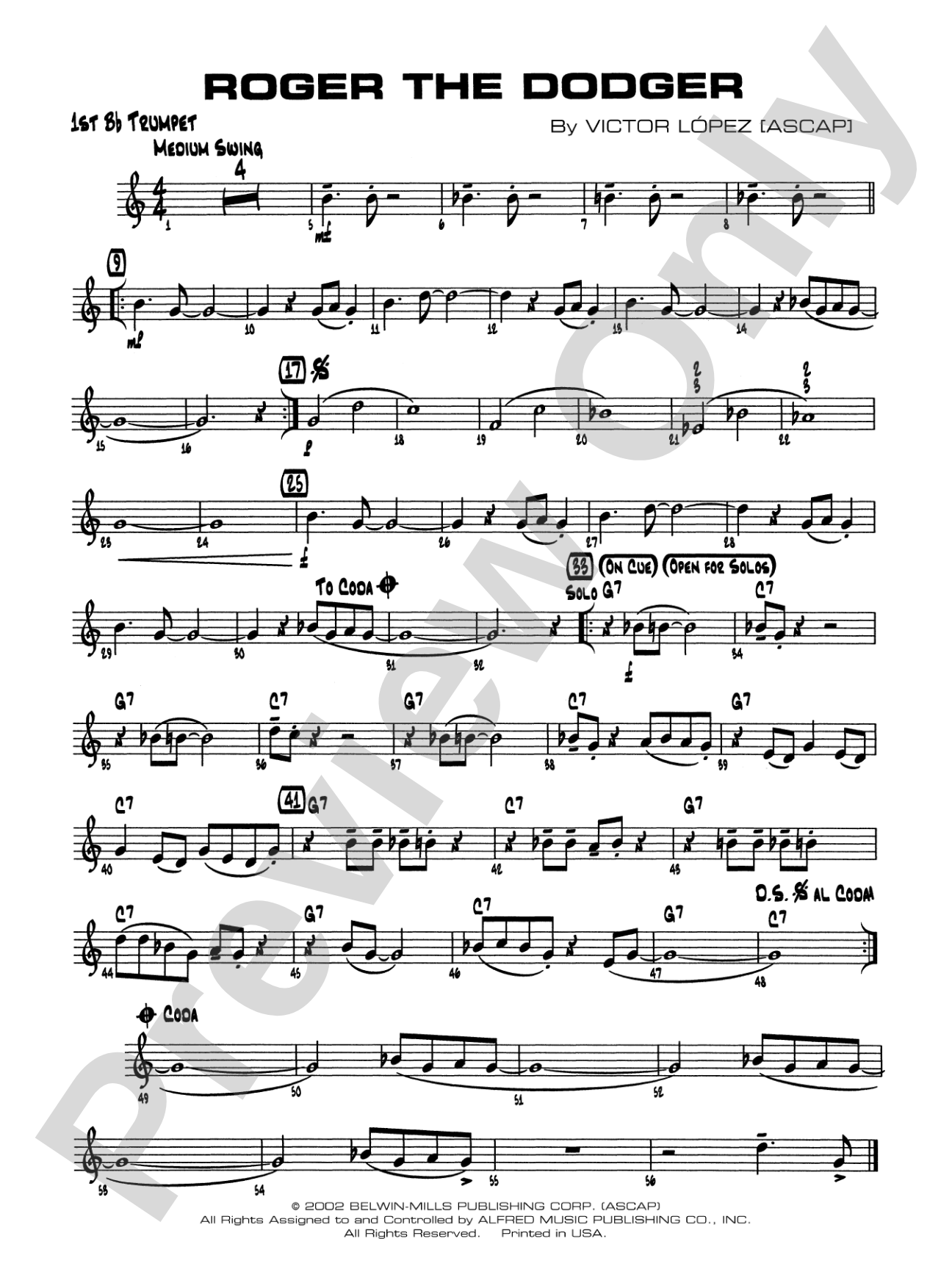 Roger the Dodger: 1st B-flat Trumpet