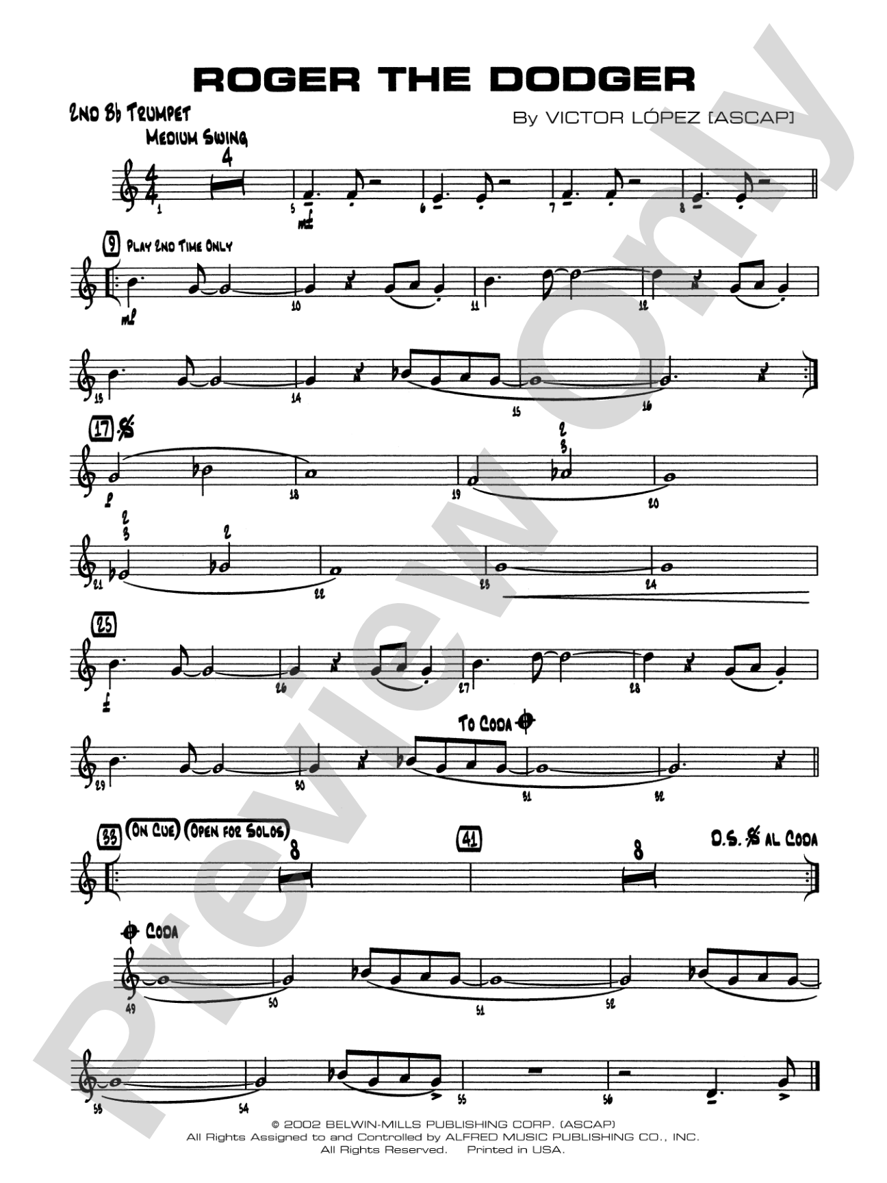Roger the Dodger: 2nd B-flat Trumpet