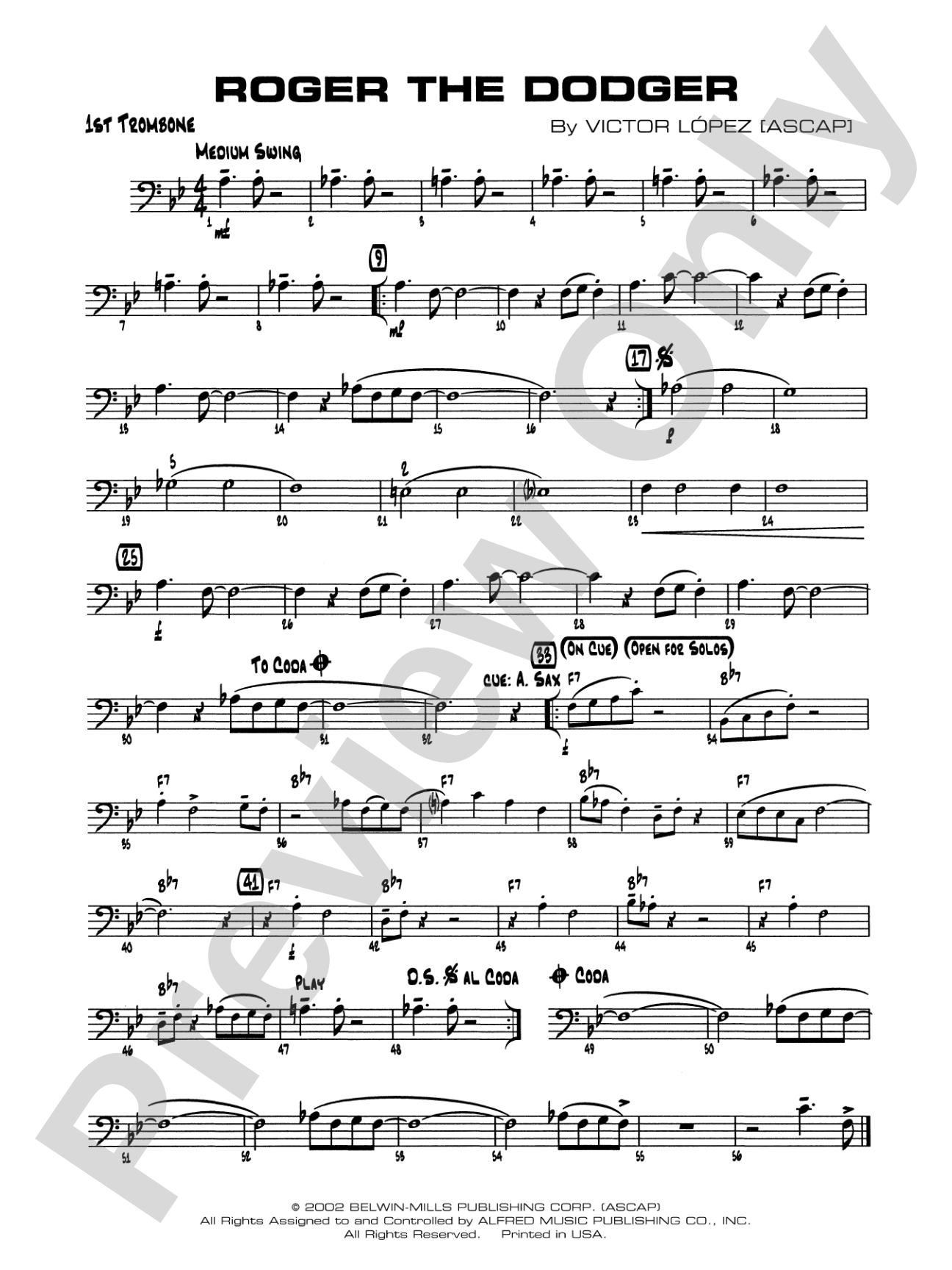 Roger the Dodger: 1st Trombone