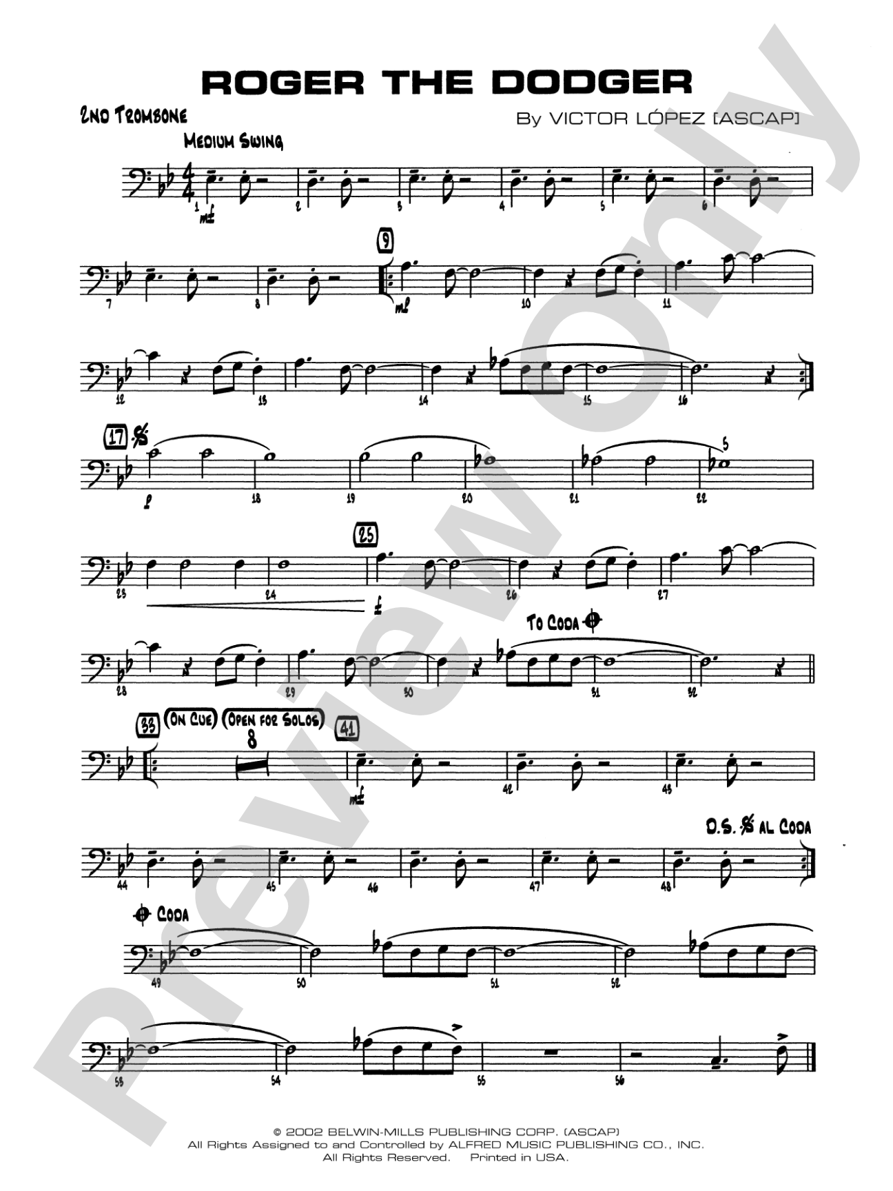 Roger the Dodger: 2nd Trombone