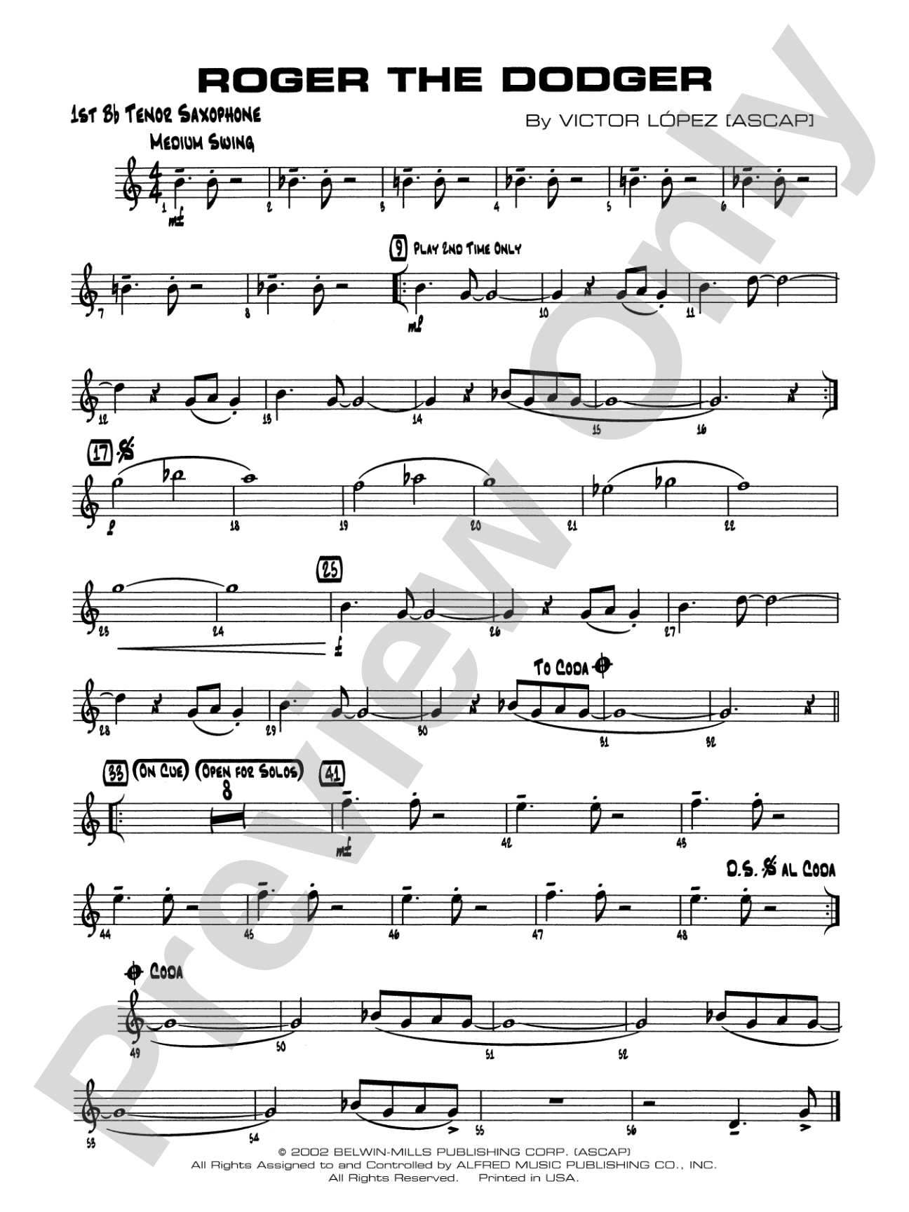 Roger the Dodger: B-flat Tenor Saxophone