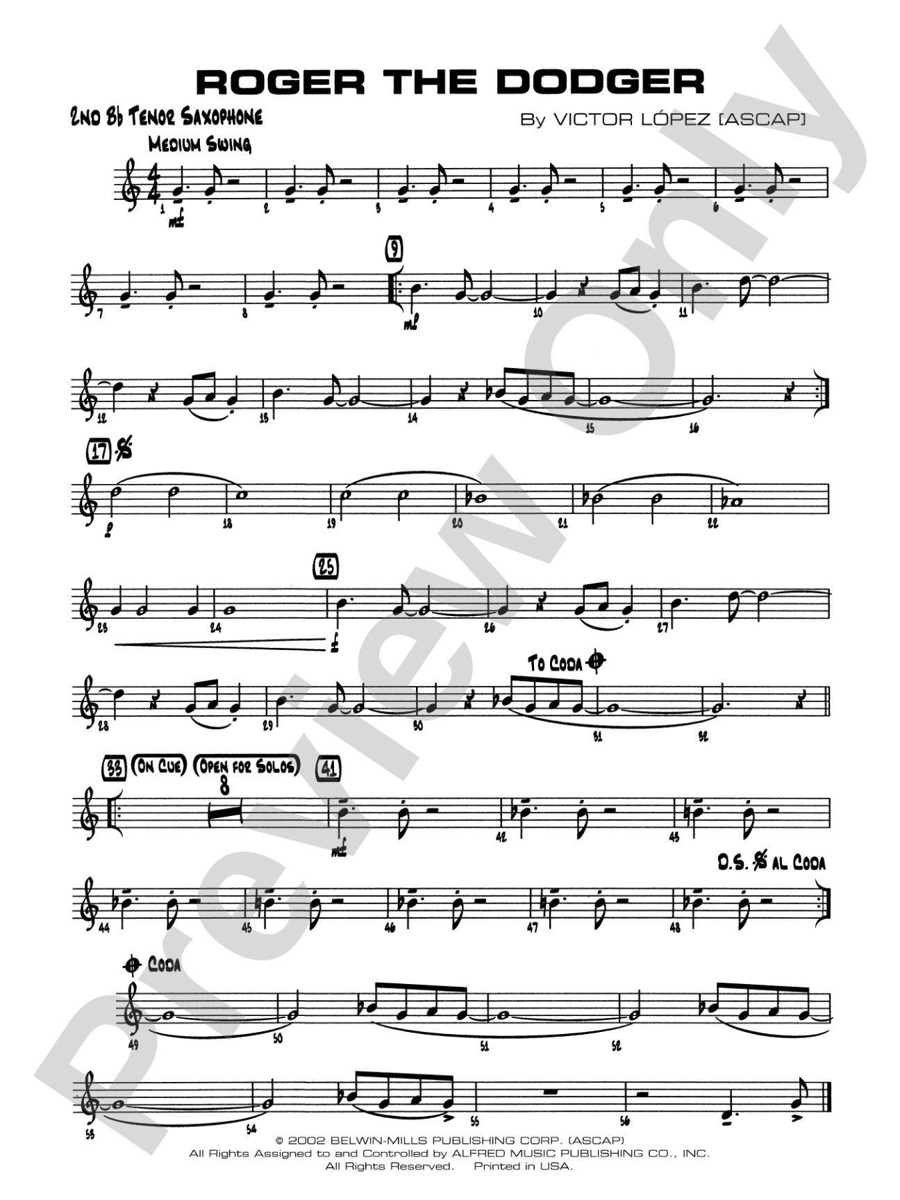Roger the Dodger: 2nd B-flat Tenor Saxophone