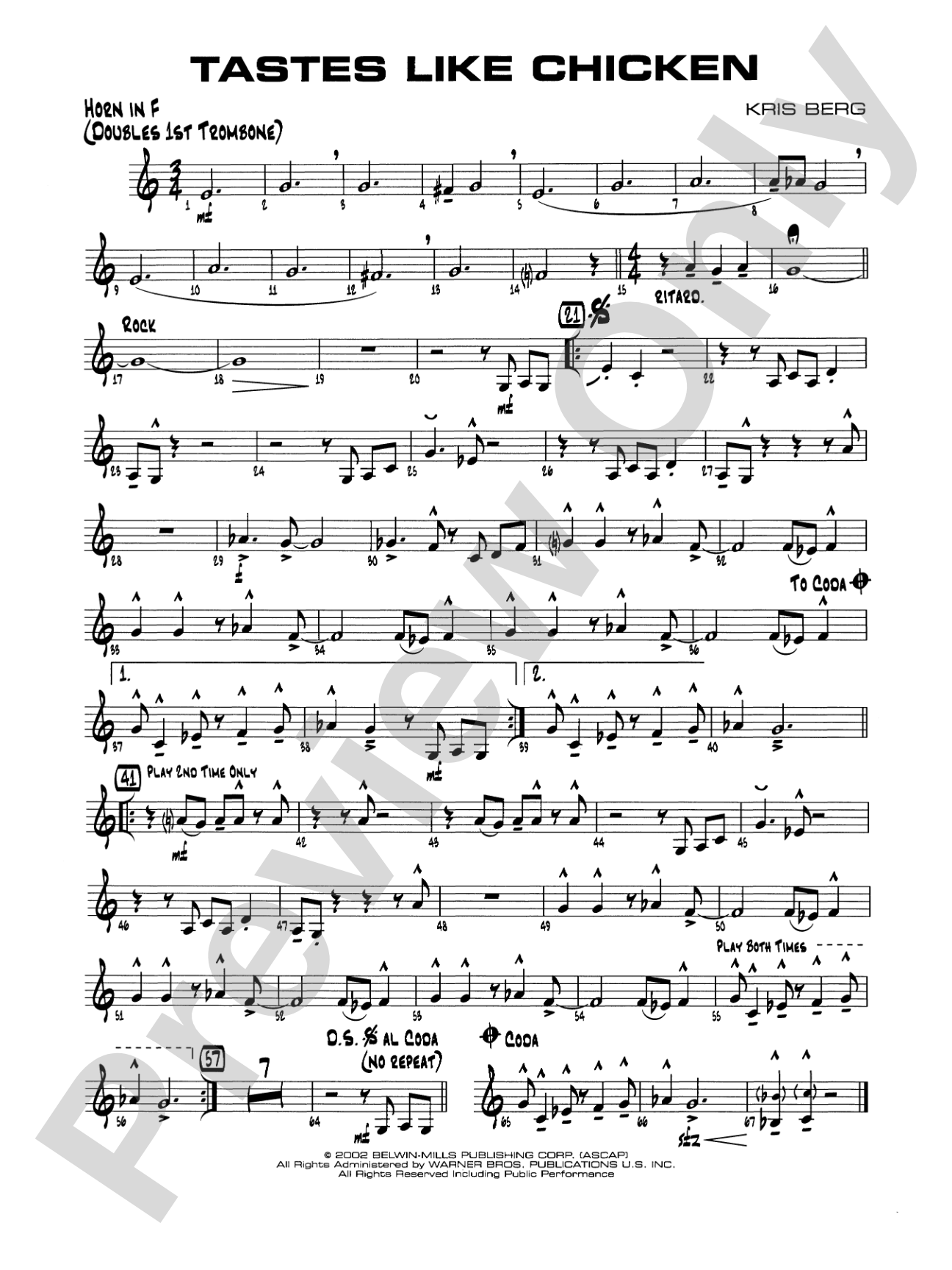 Tastes Like Chicken: 1st F Horn