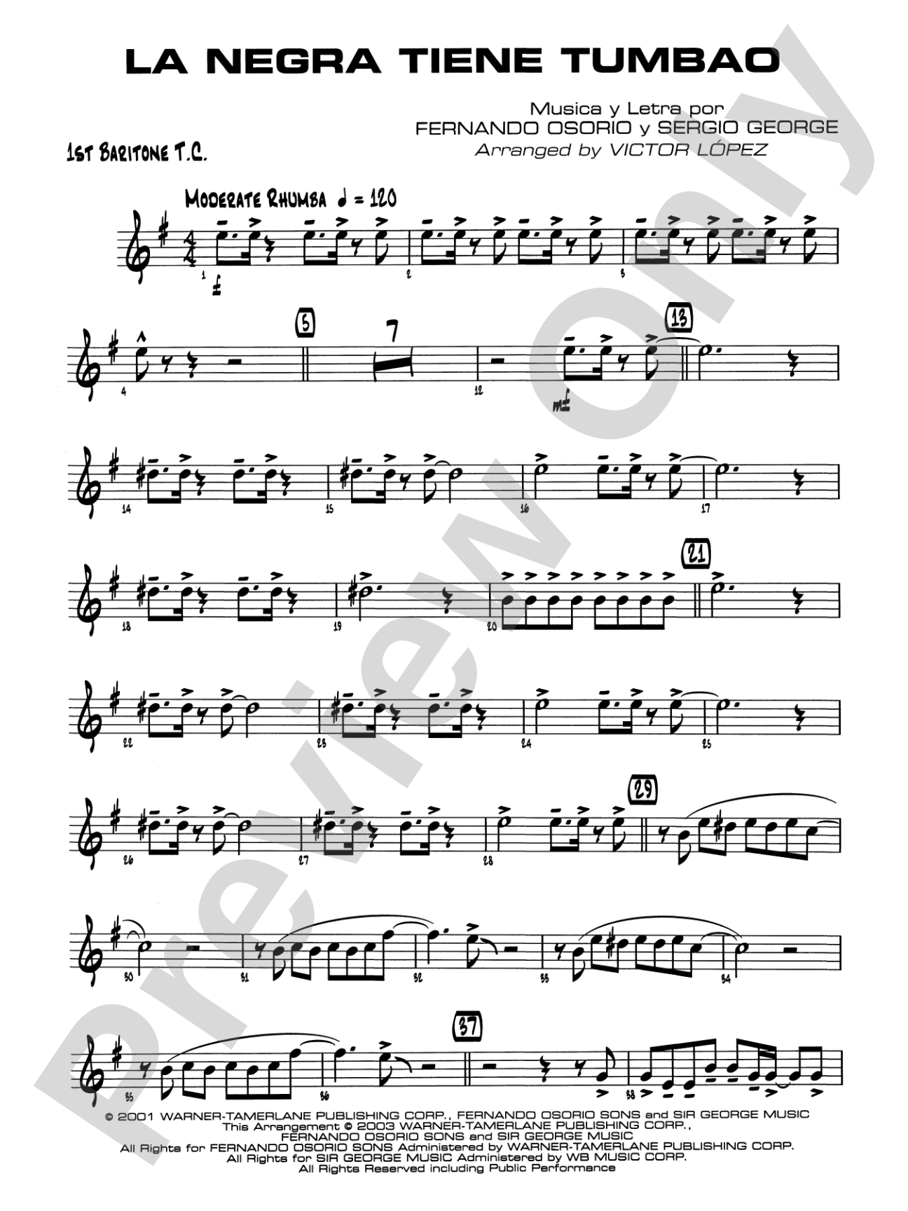 La Negra Tiene Tumbao: Baritone T.C.