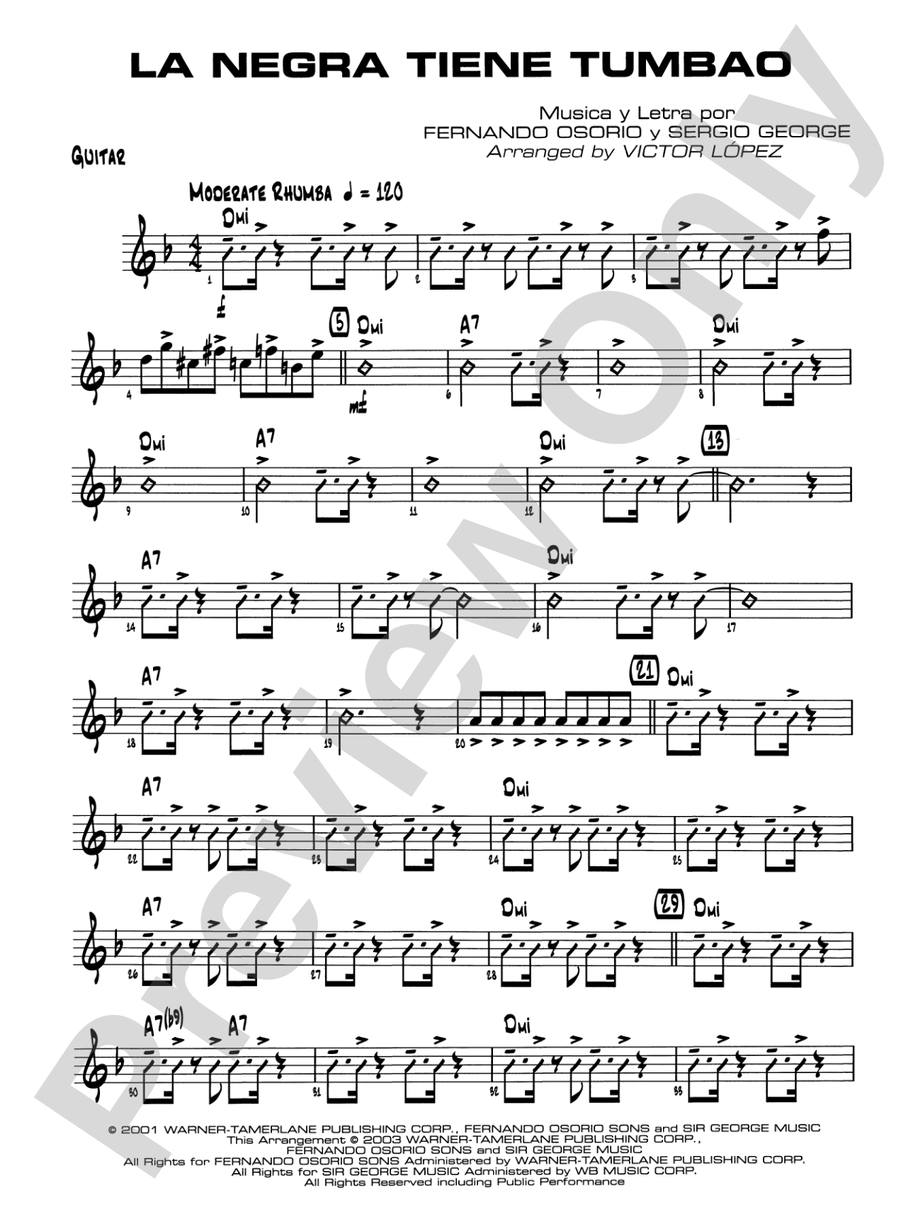 La Negra Tiene Tumbao: Guitar