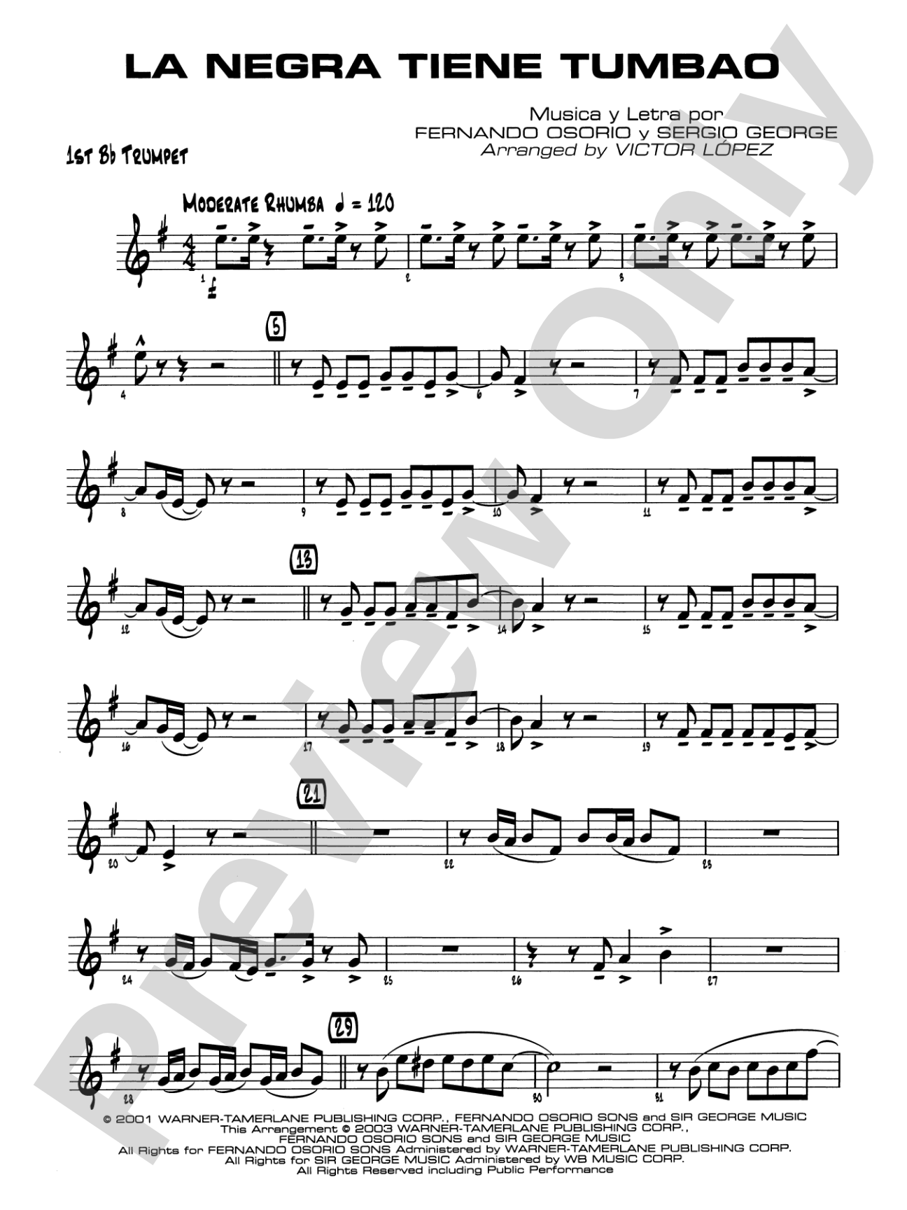 La Negra Tiene Tumbao: 1st B-flat Trumpet