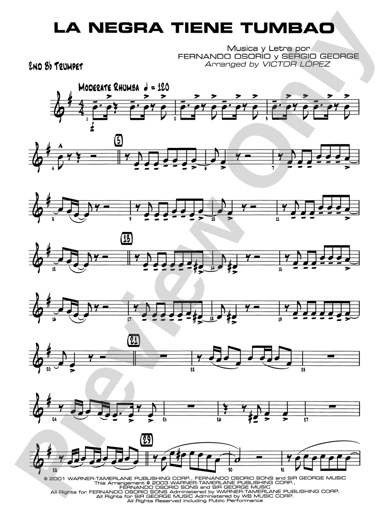 La Negra Tiene Tumbao: 2nd B-flat Trumpet