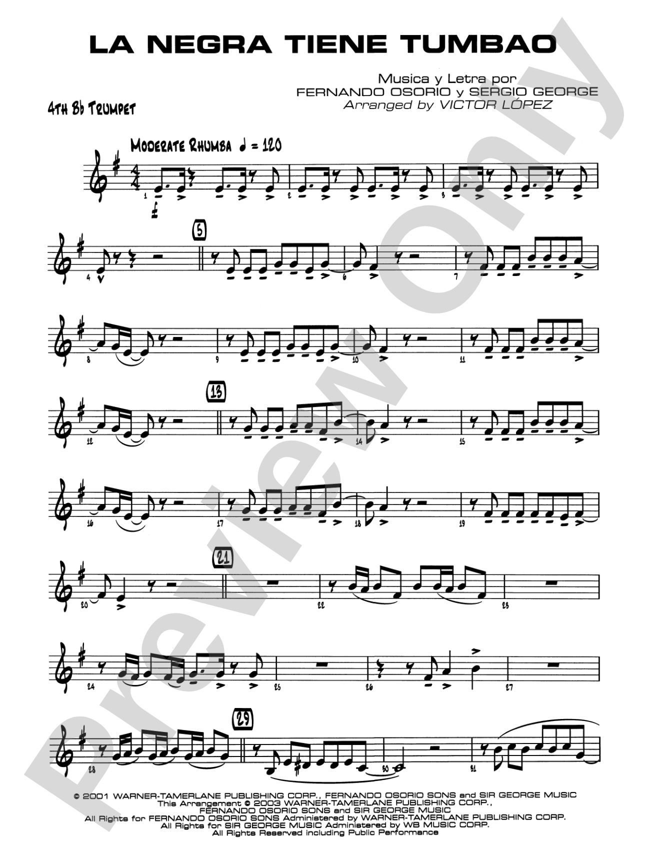 La Negra Tiene Tumbao: 4th B-flat Trumpet
