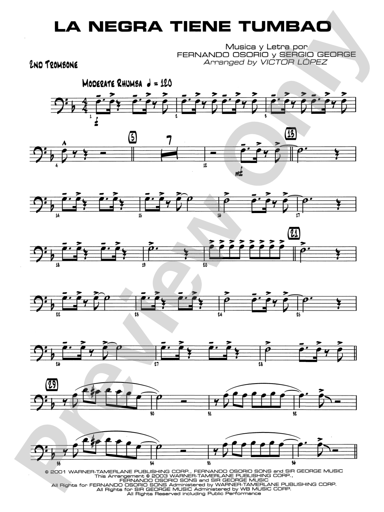 La Negra Tiene Tumbao: 2nd Trombone