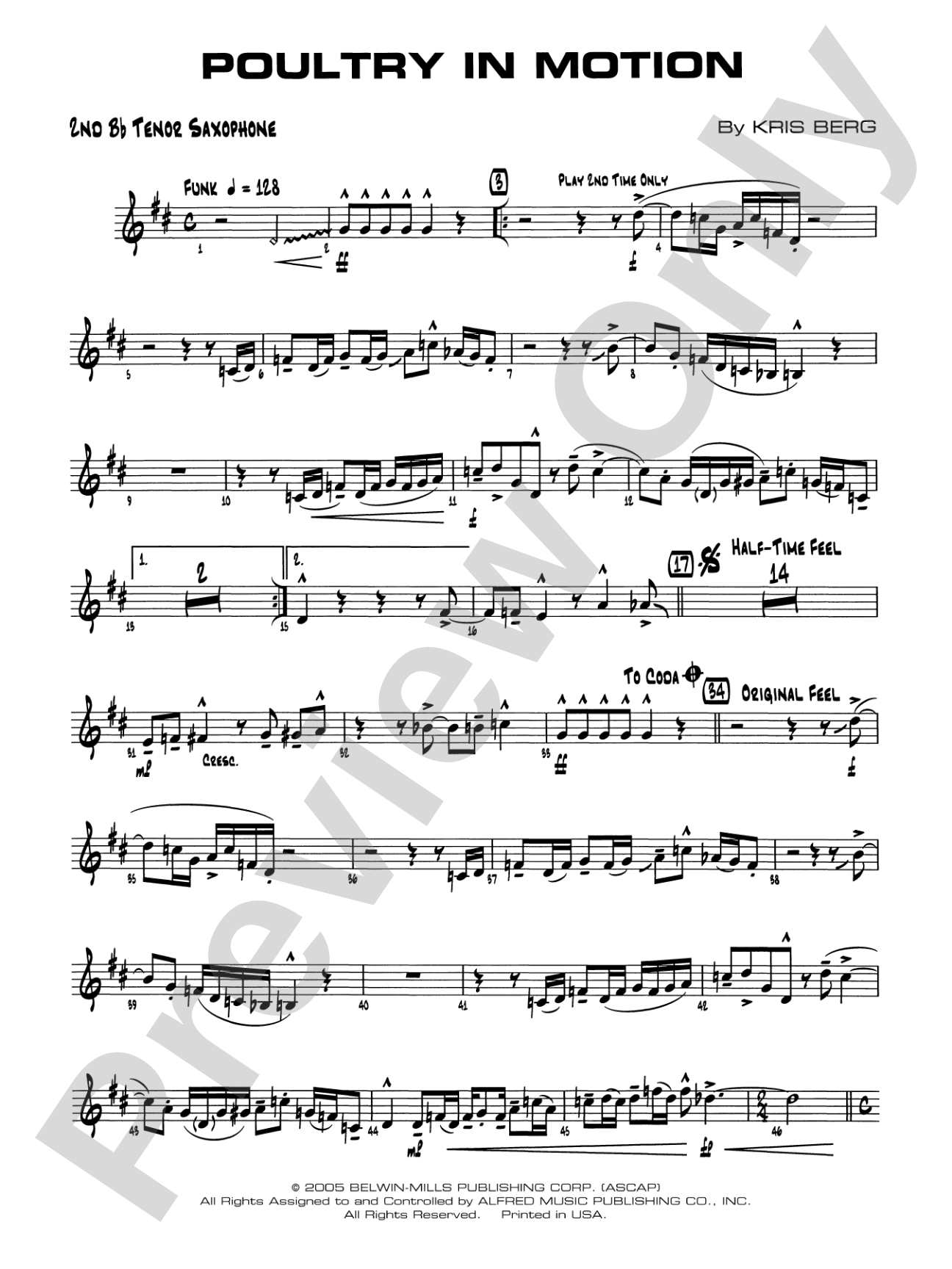 Poultry in Motion: 2nd B-flat Tenor Saxophone
