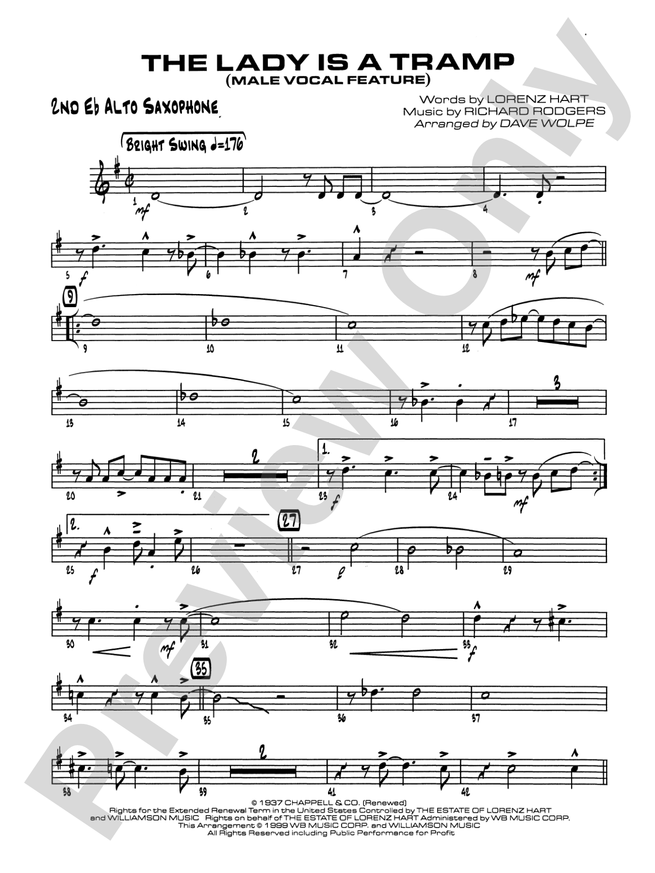 The Lady Is a Tramp: 2nd E-flat Alto Saxophone