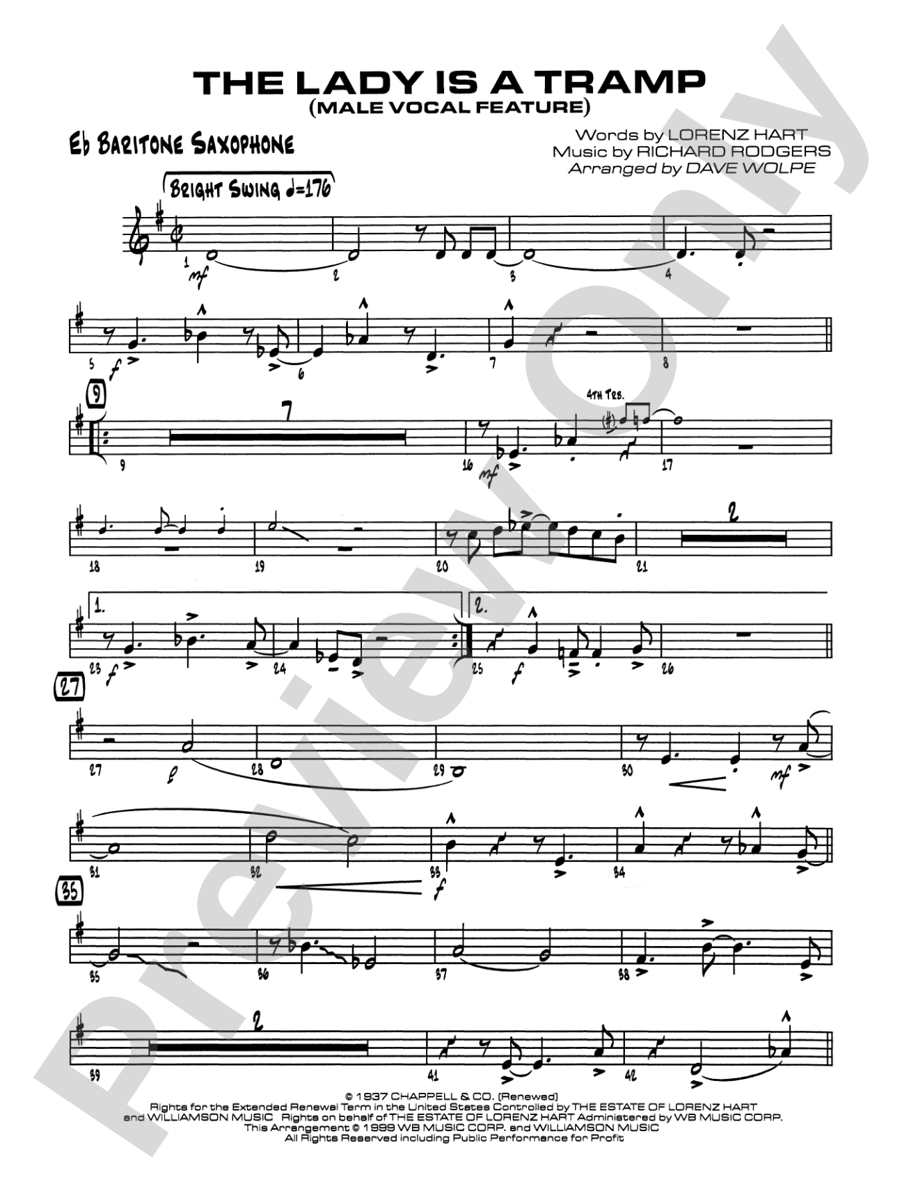 The Lady Is a Tramp: E-flat Baritone Saxophone