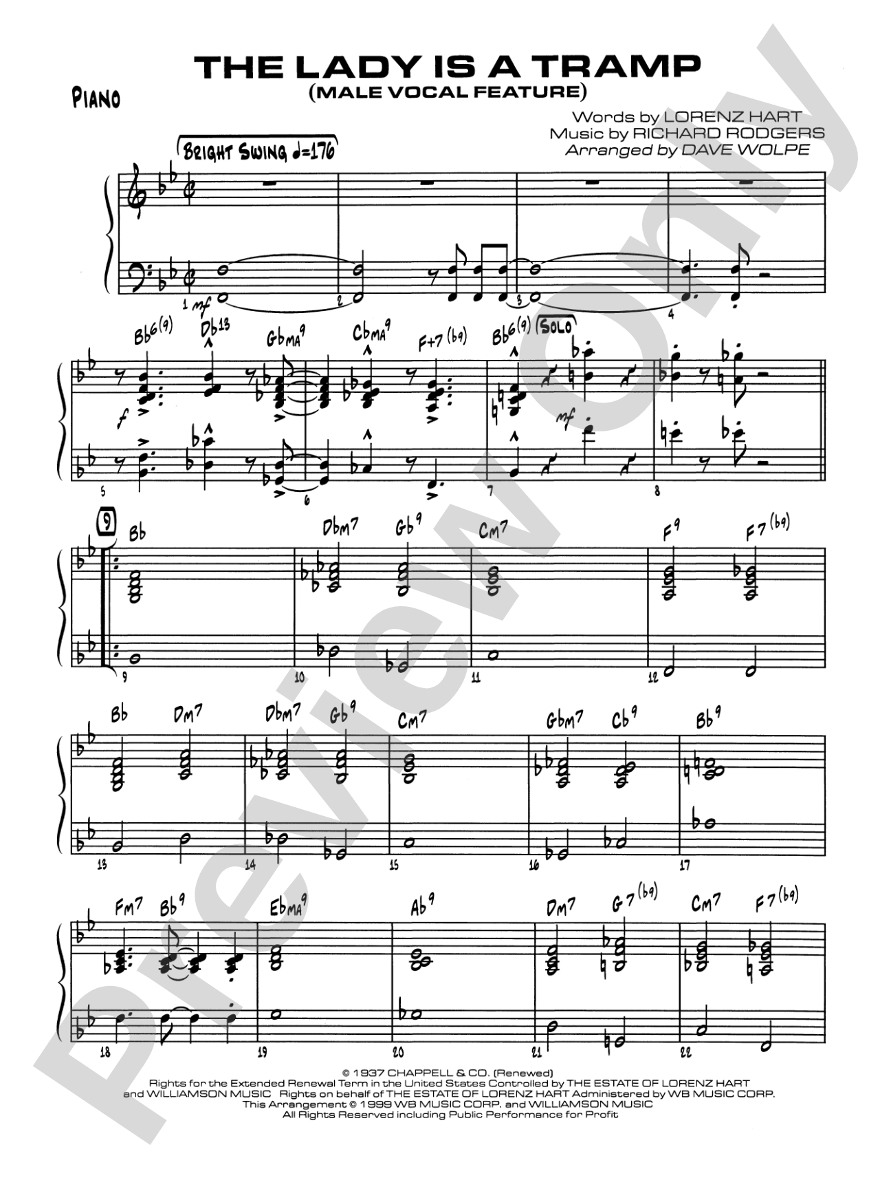 The Lady Is a Tramp: Piano Accompaniment