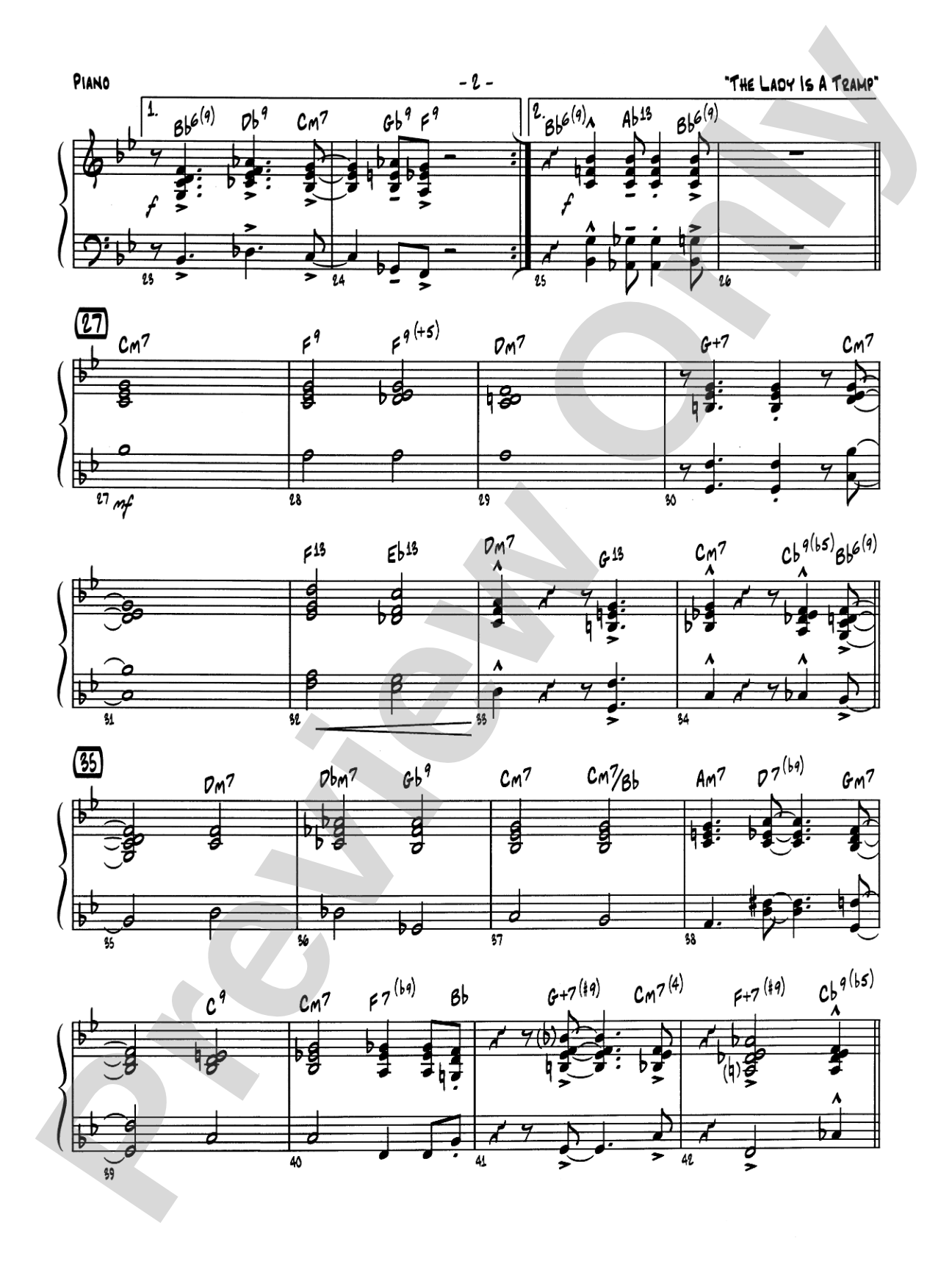 The Lady Is a Tramp: Piano Accompaniment