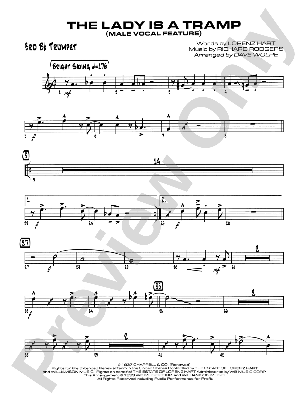 The Lady Is a Tramp: 3rd B-flat Trumpet