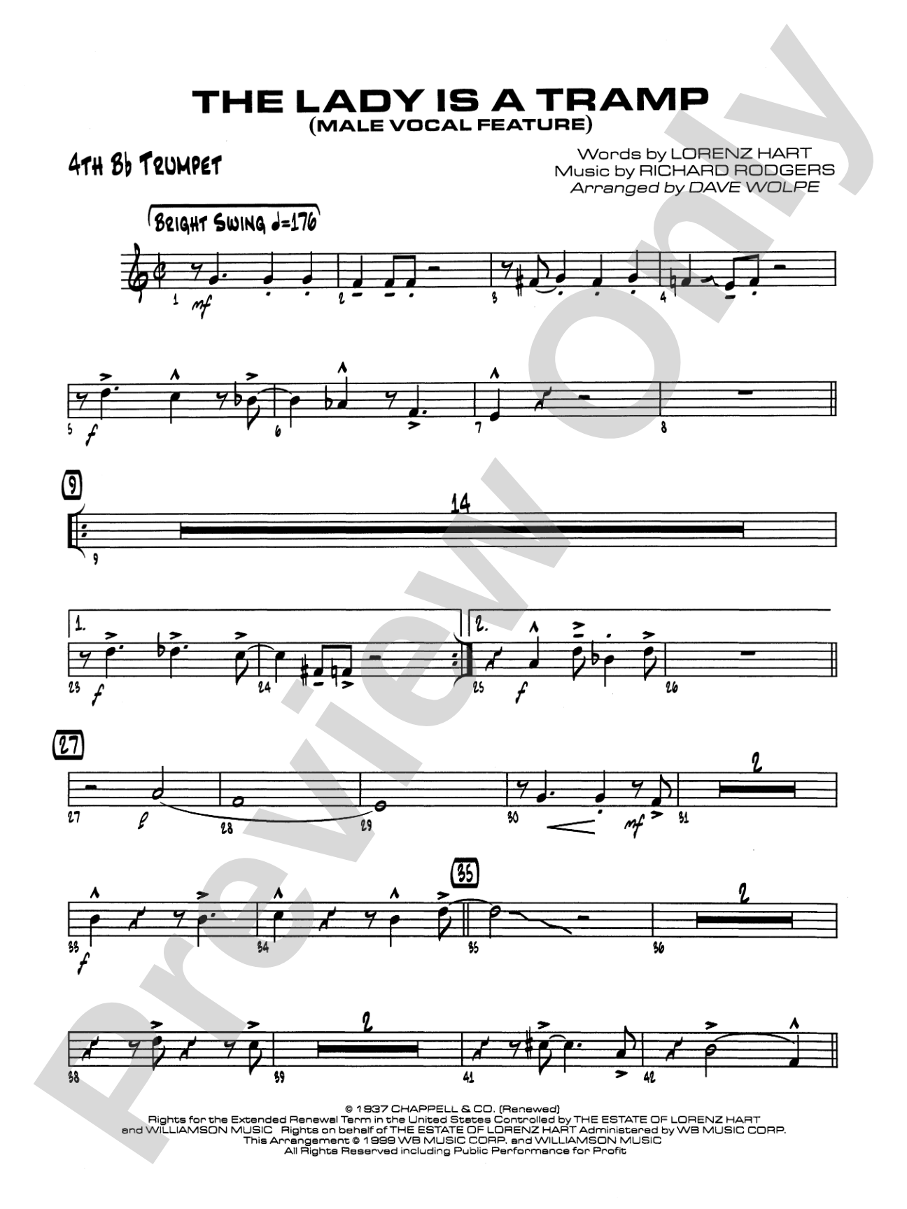 The Lady Is a Tramp: 4th B-flat Trumpet