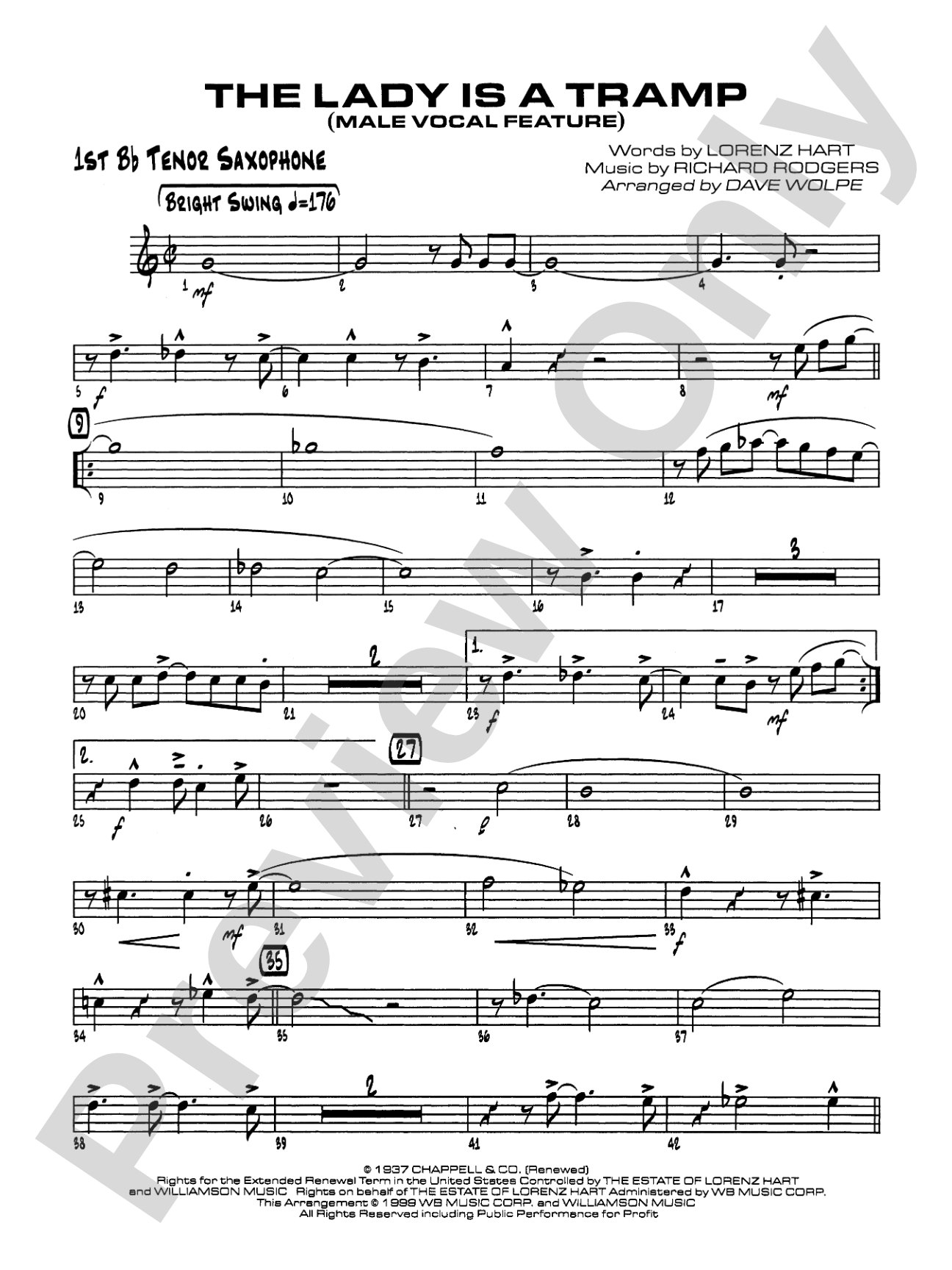 The Lady Is a Tramp: B-flat Tenor Saxophone