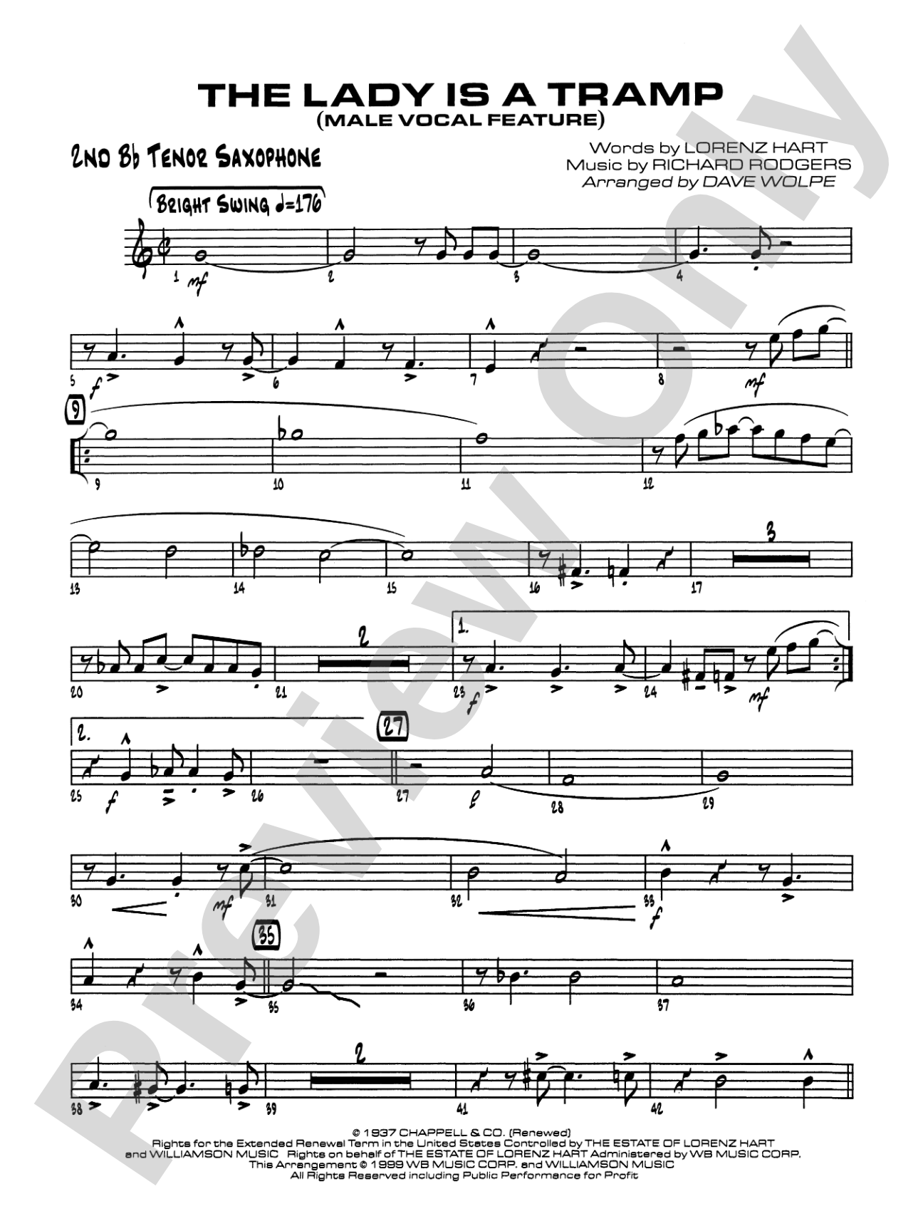 The Lady Is a Tramp: 2nd B-flat Tenor Saxophone