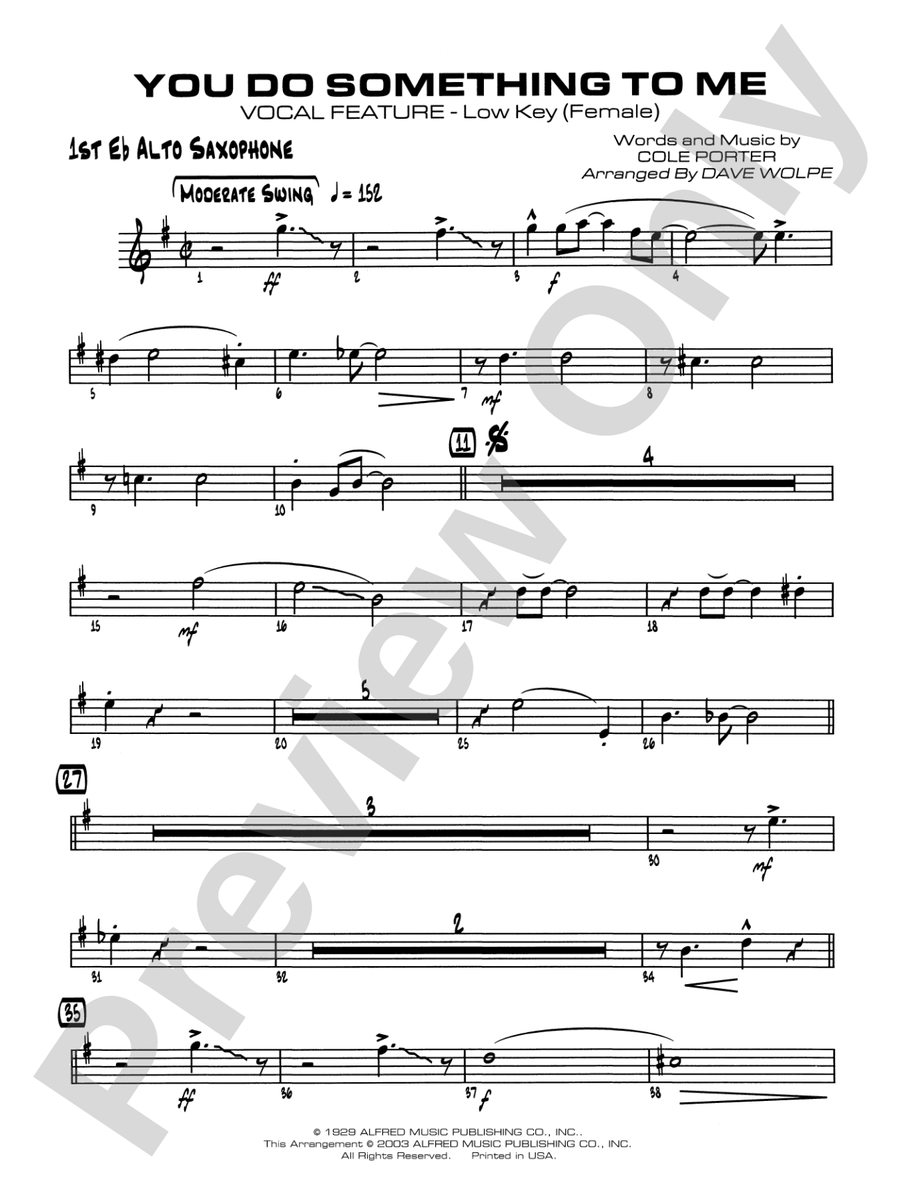 You Do Something to Me: E-flat Alto Saxophone