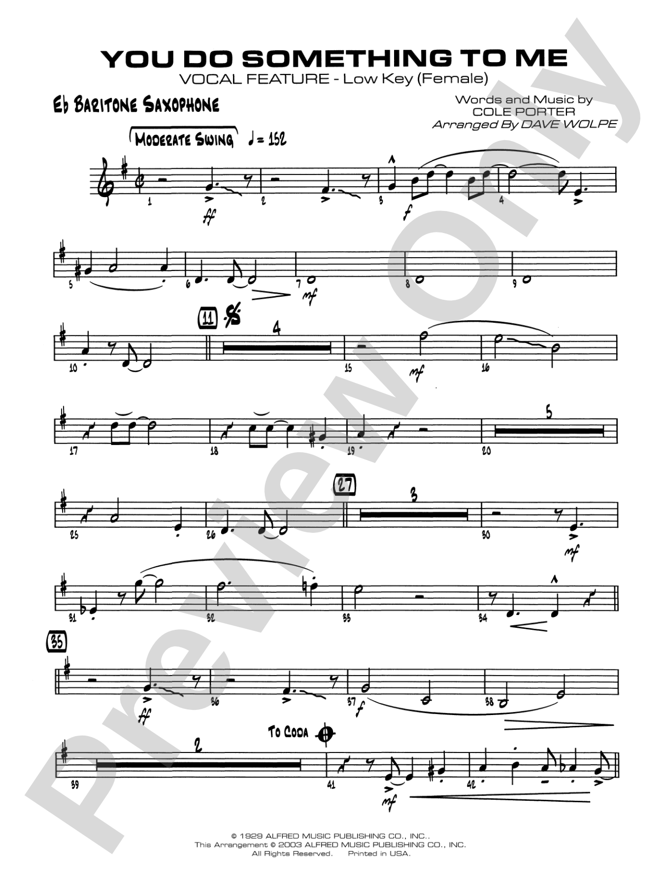 You Do Something to Me: E-flat Baritone Saxophone