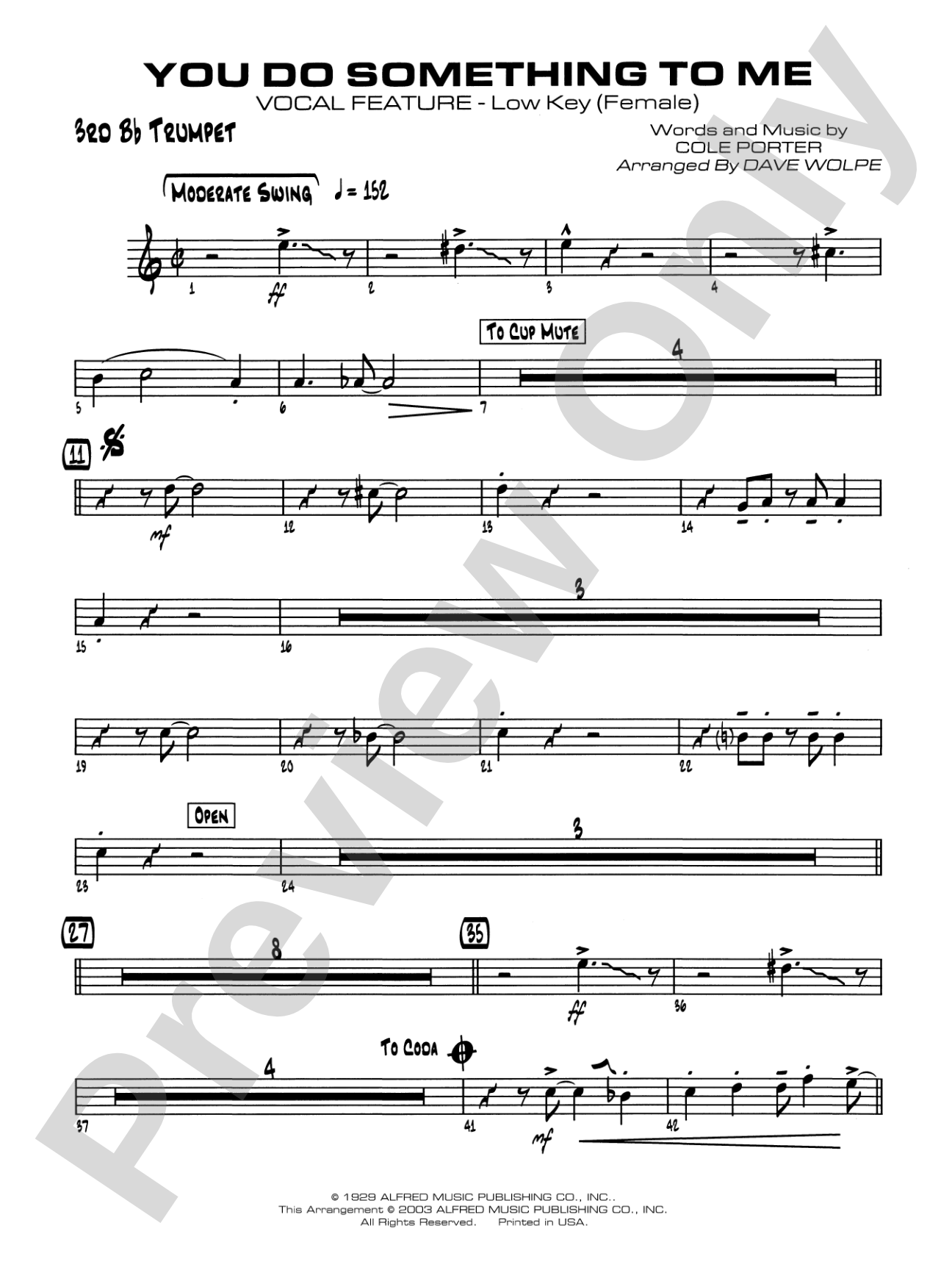 You Do Something to Me: 3rd B-flat Trumpet