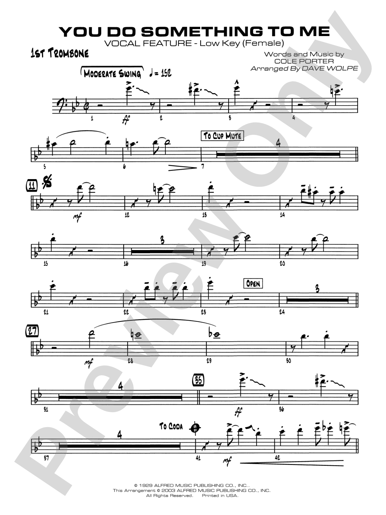 You Do Something to Me: 1st Trombone