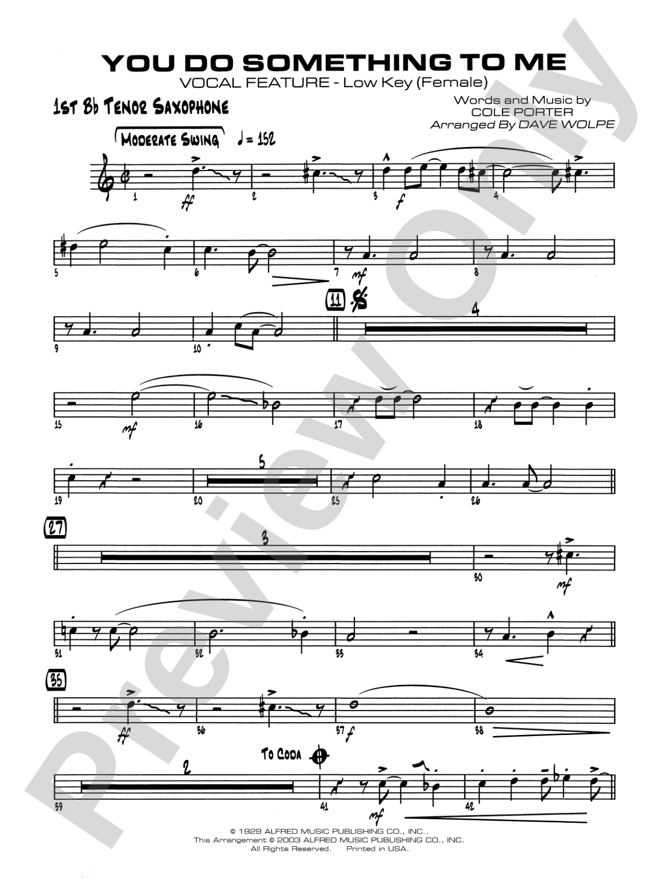 You Do Something to Me: B-flat Tenor Saxophone