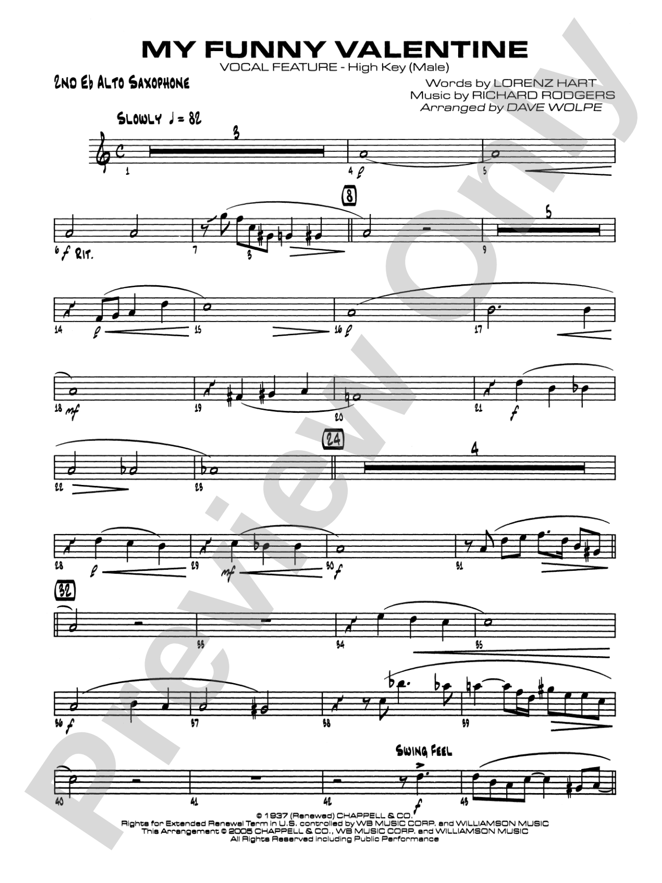 My Funny Valentine: 2nd E-flat Alto Saxophone