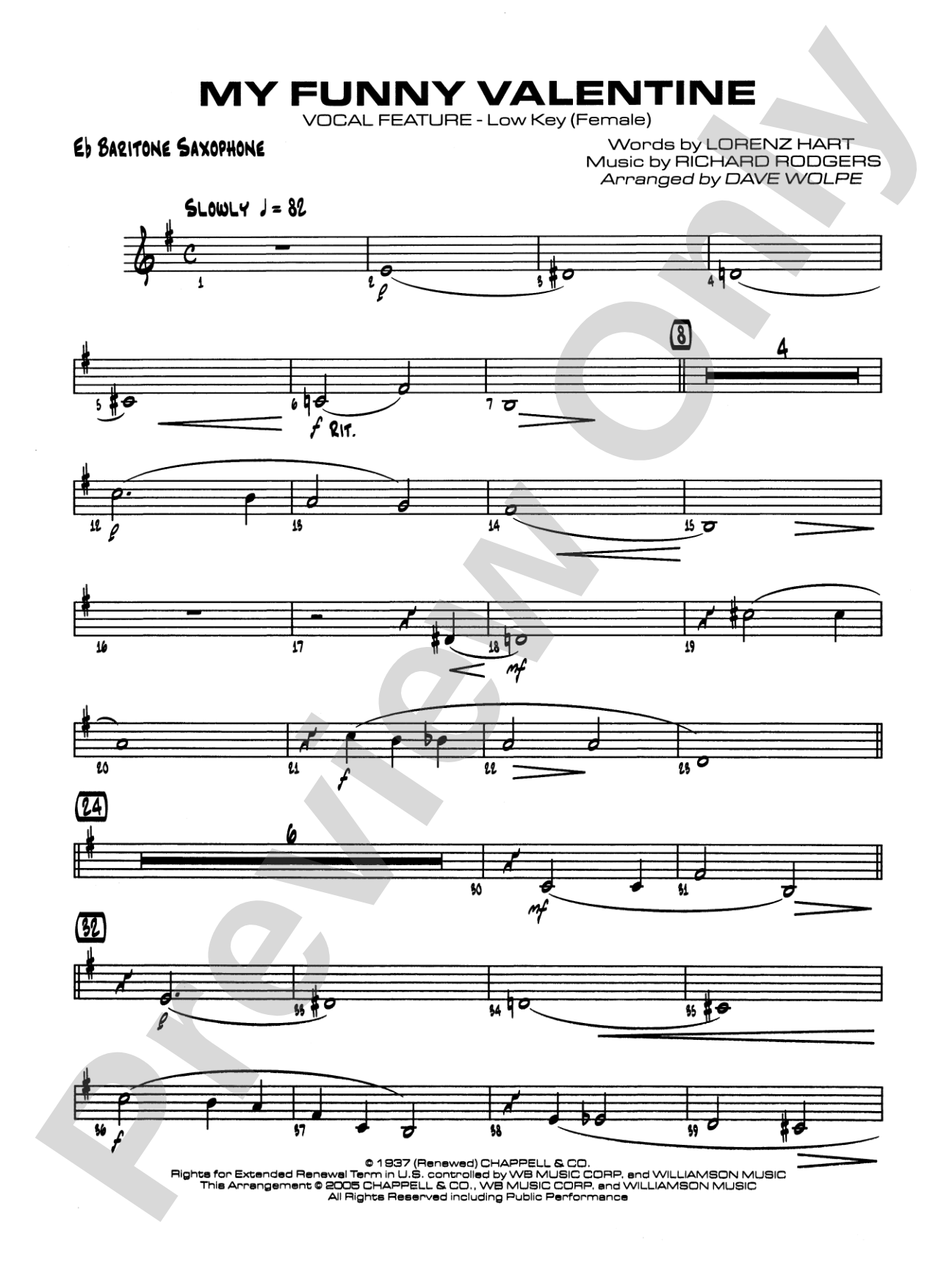 My Funny Valentine: E-flat Baritone Saxophone
