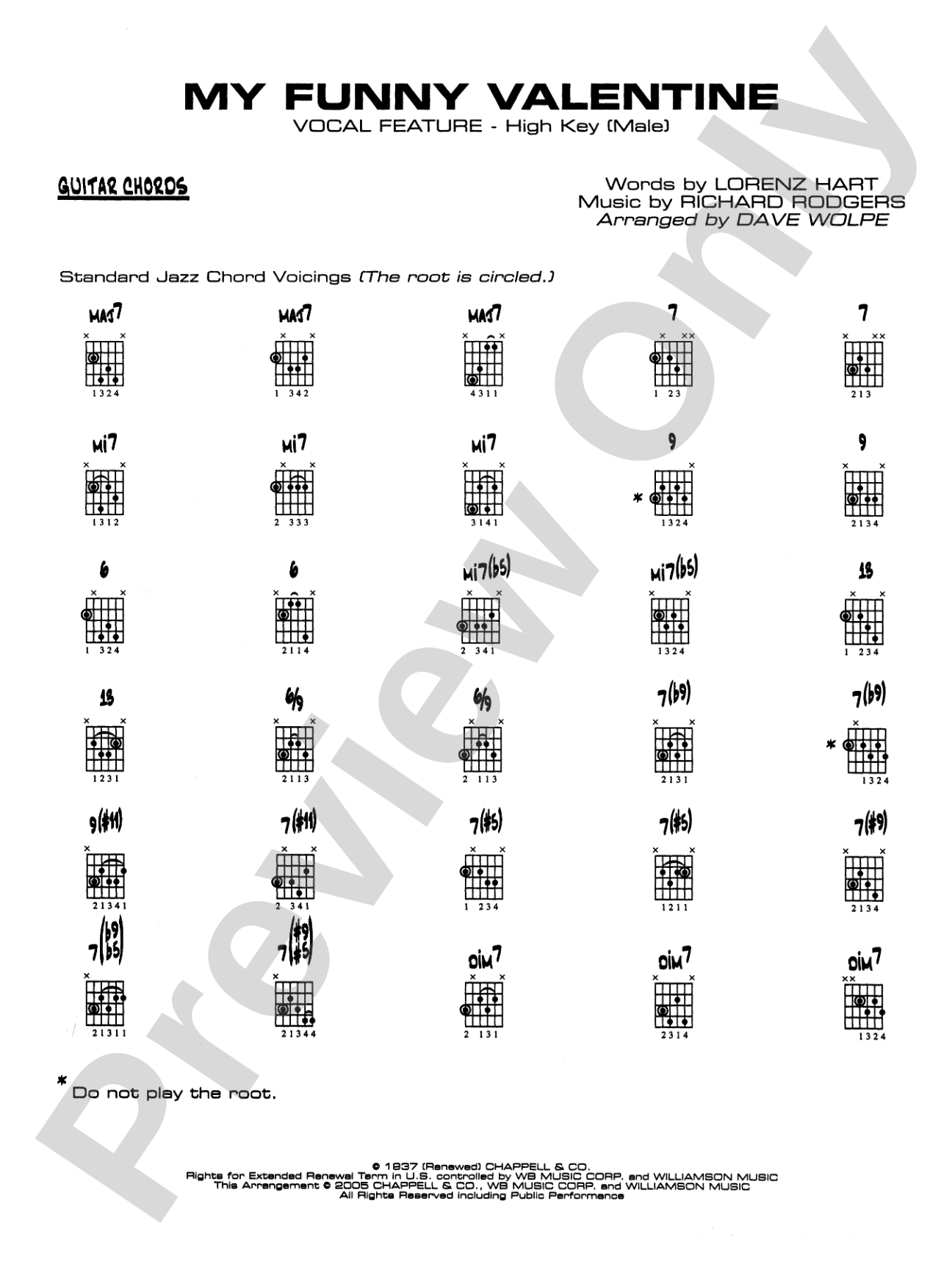 My Funny Valentine: Guitar Chords